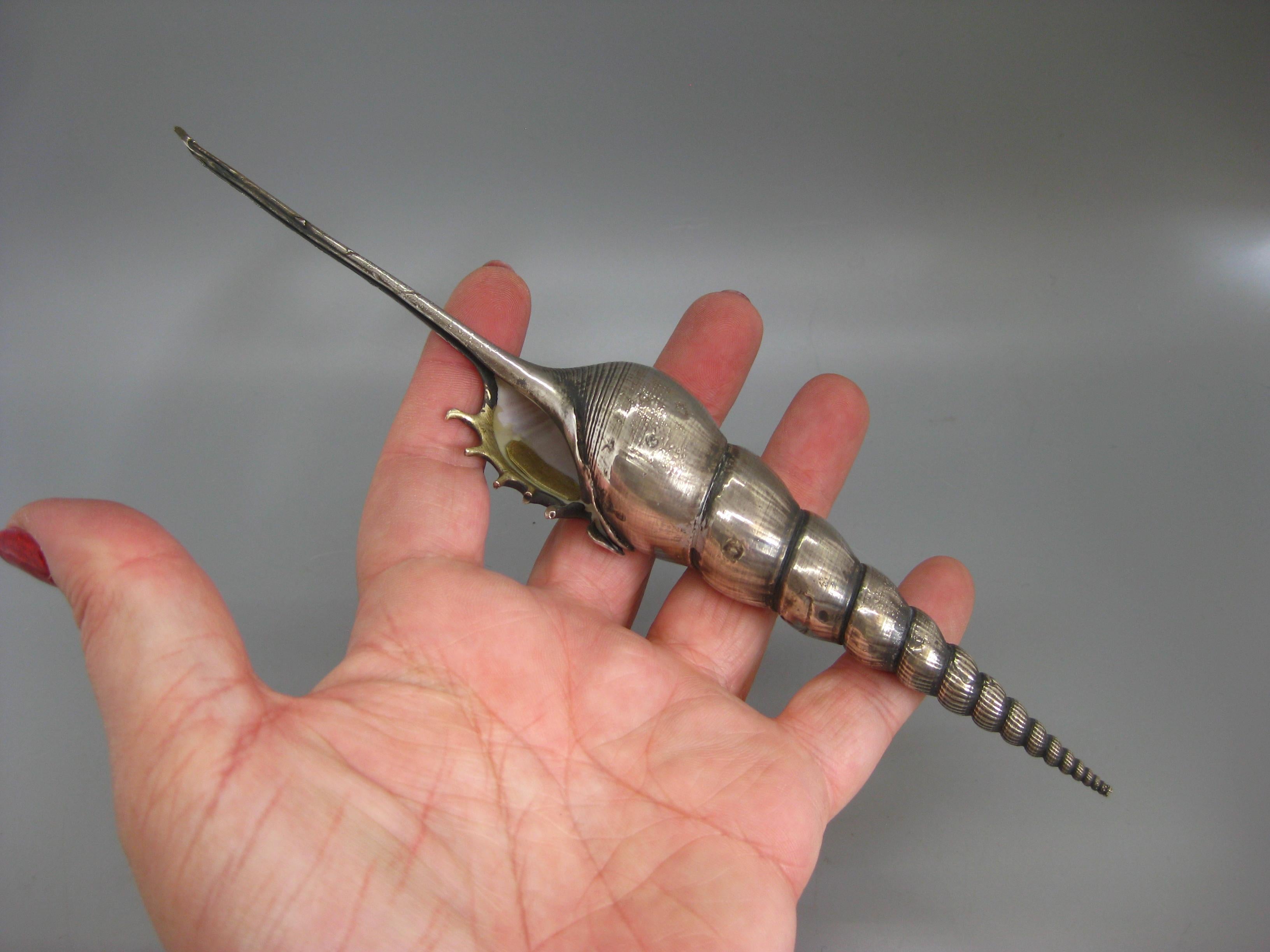 1980s Ruzzetti & Gow Italian Sterling Silver Spingle Tibia Fusus Shell For Sale 7