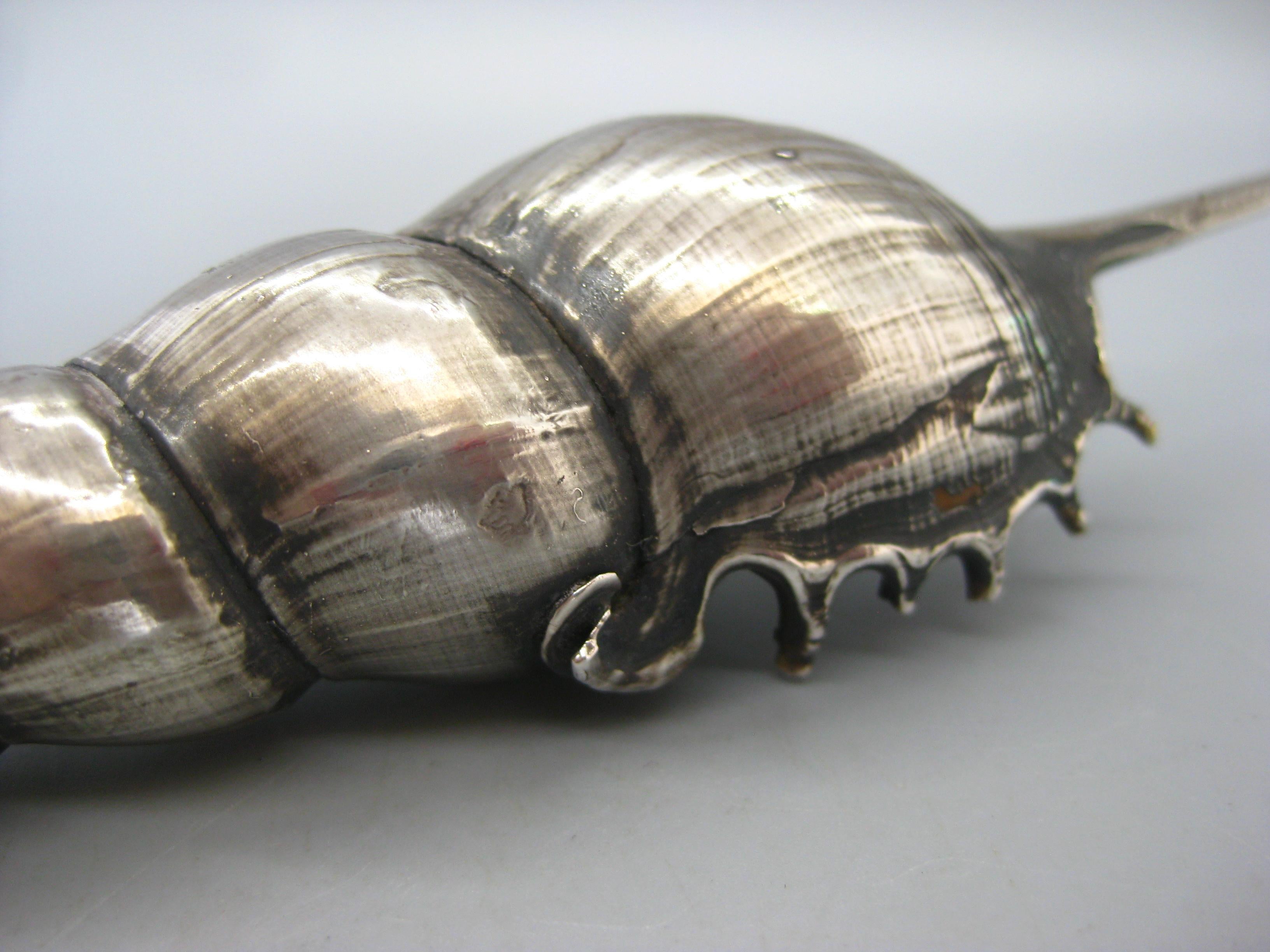 1980s Ruzzetti & Gow Italian Sterling Silver Spingle Tibia Fusus Shell For Sale 1