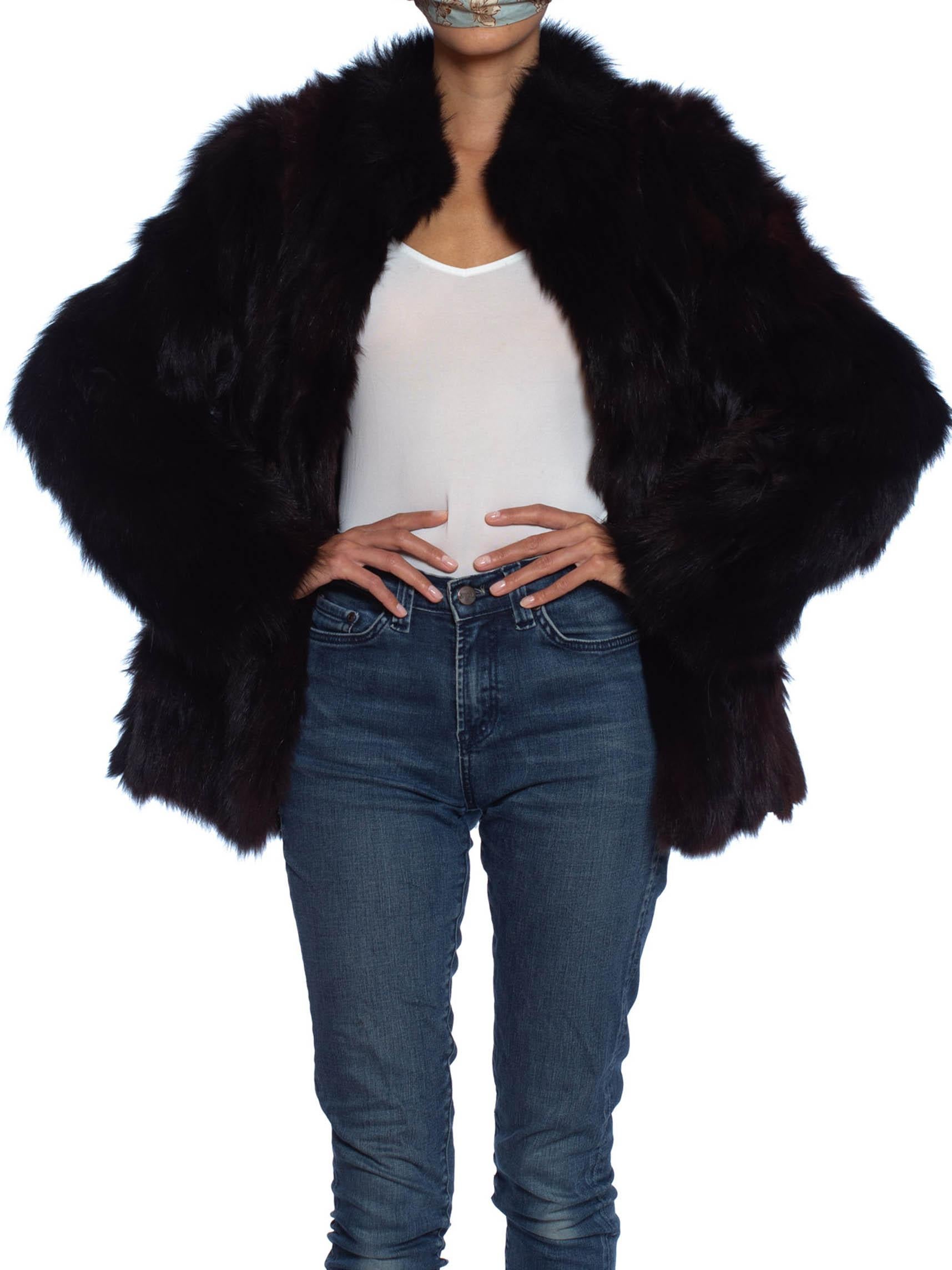 Black 1980S SAGA FOX Dark Brown Fur Jacket