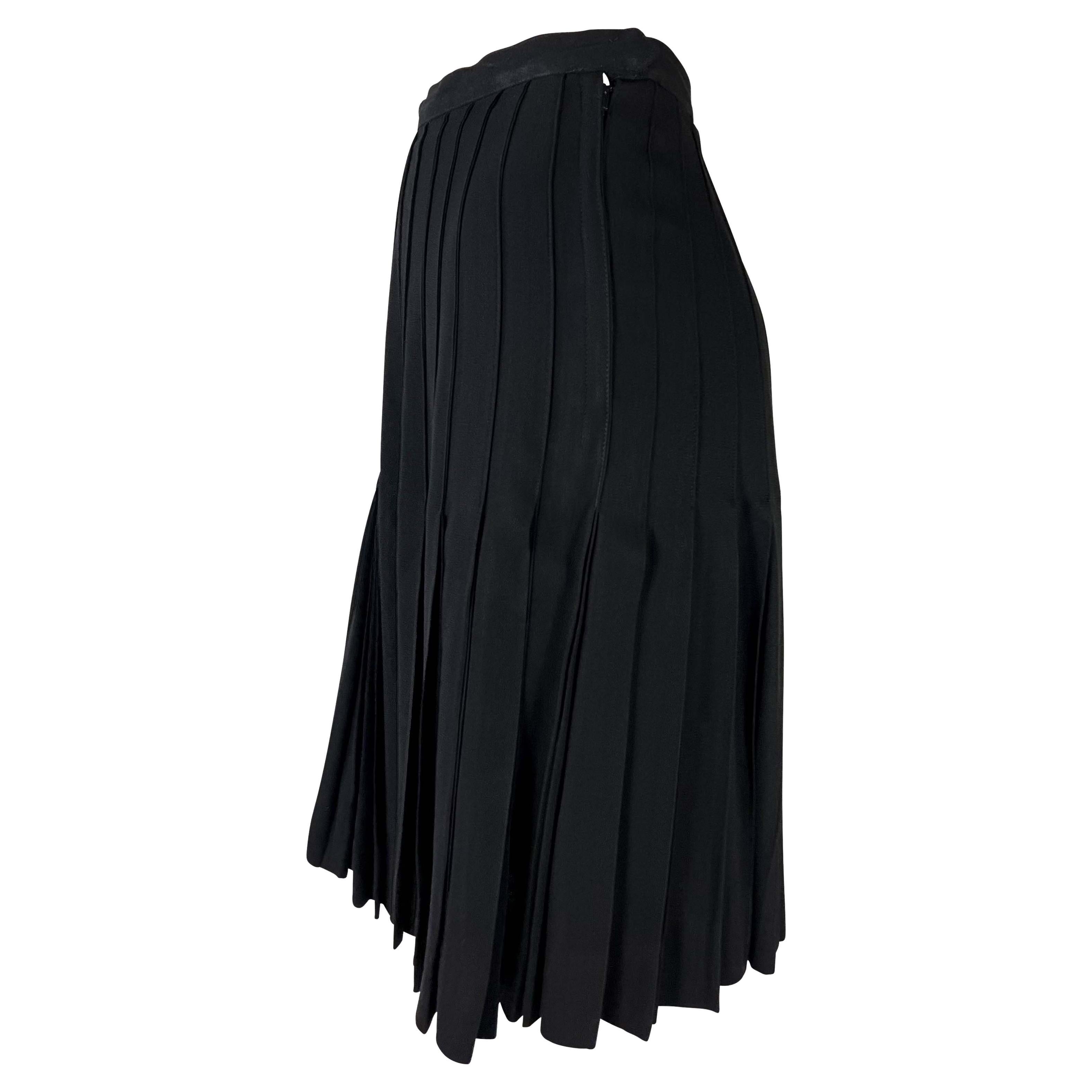 1980s Saint Laurent Rive Gauche Accordion Pleated Black Flare Skirt In Good Condition For Sale In West Hollywood, CA