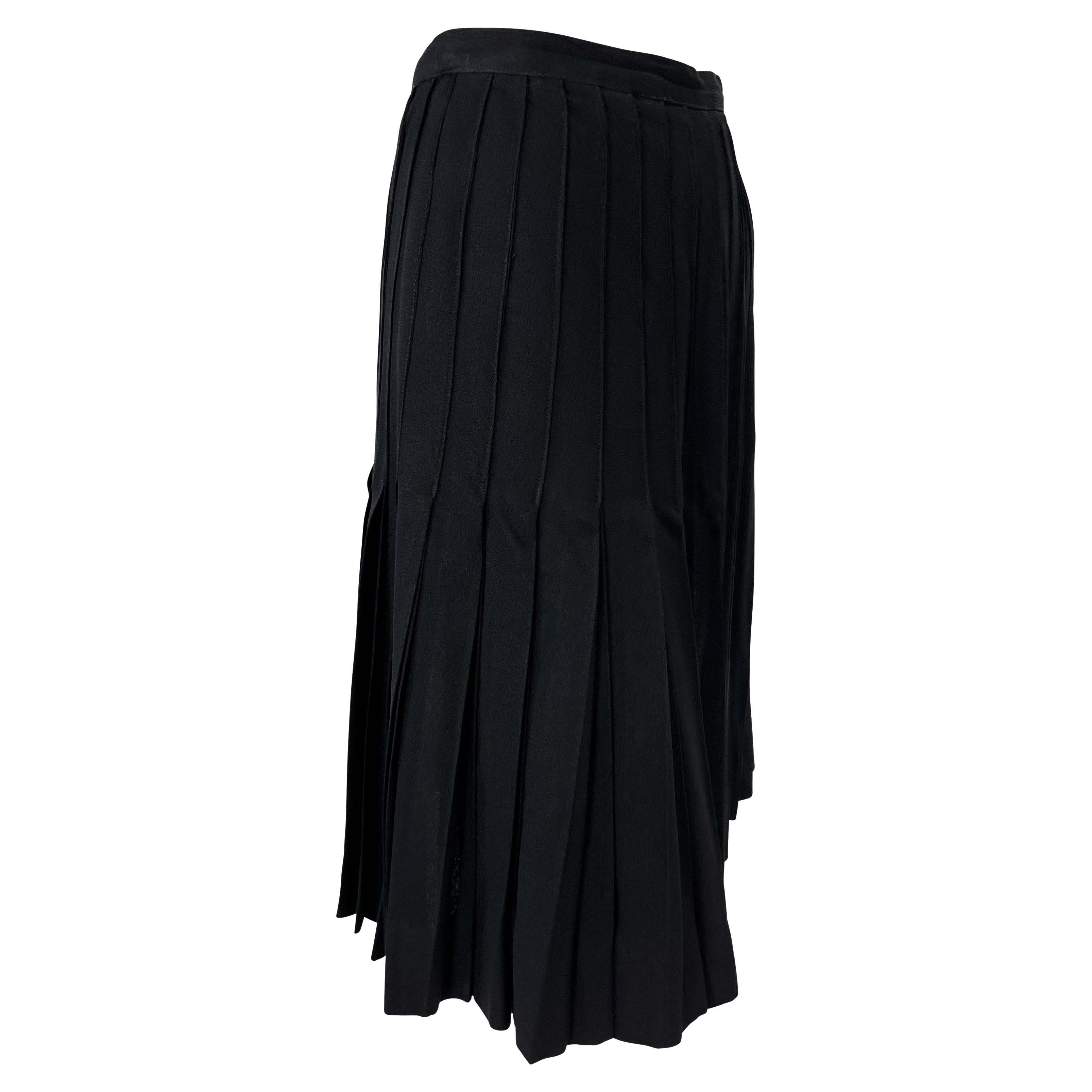 Women's 1980s Saint Laurent Rive Gauche Accordion Pleated Black Flare Skirt For Sale