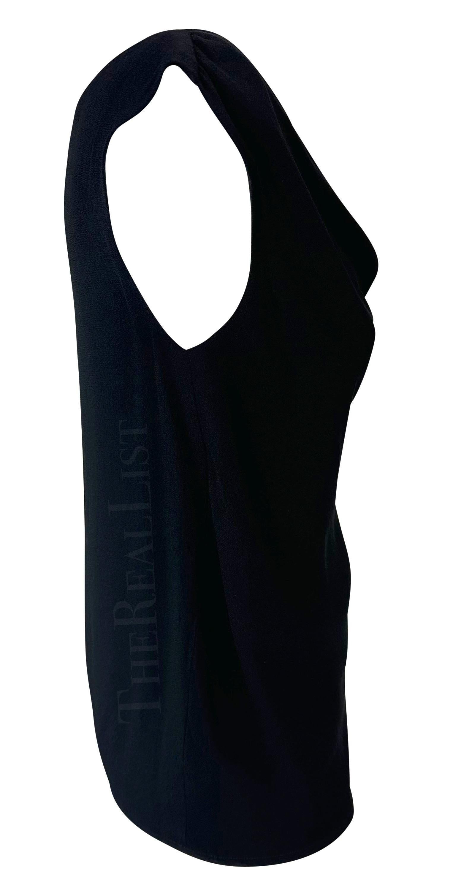 Saint Laurent Rive Gauche nero, anni '80, Top senza maniche con scollo a cappuccio In condizioni ottime in vendita a West Hollywood, CA