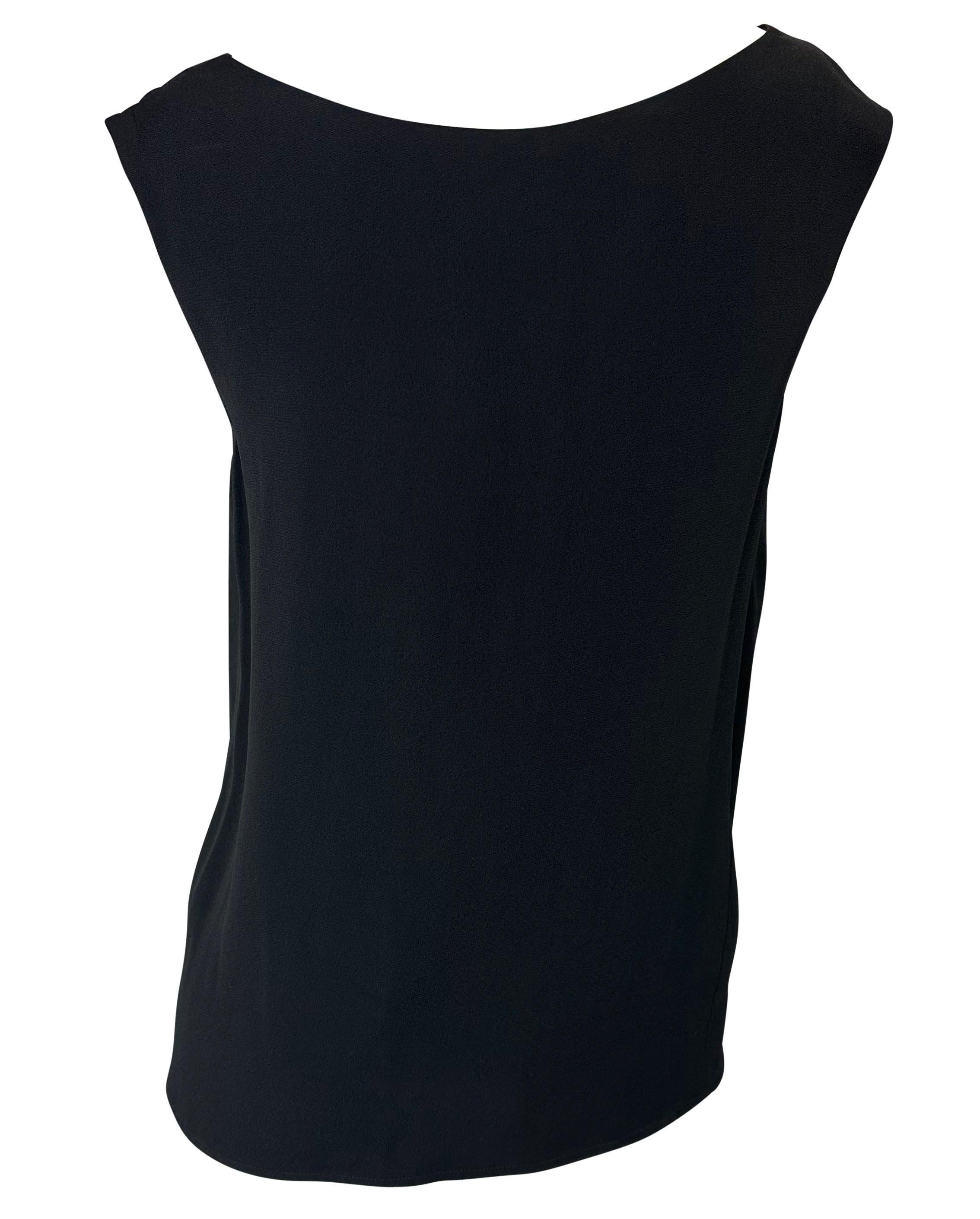 Donna Saint Laurent Rive Gauche nero, anni '80, Top senza maniche con scollo a cappuccio in vendita