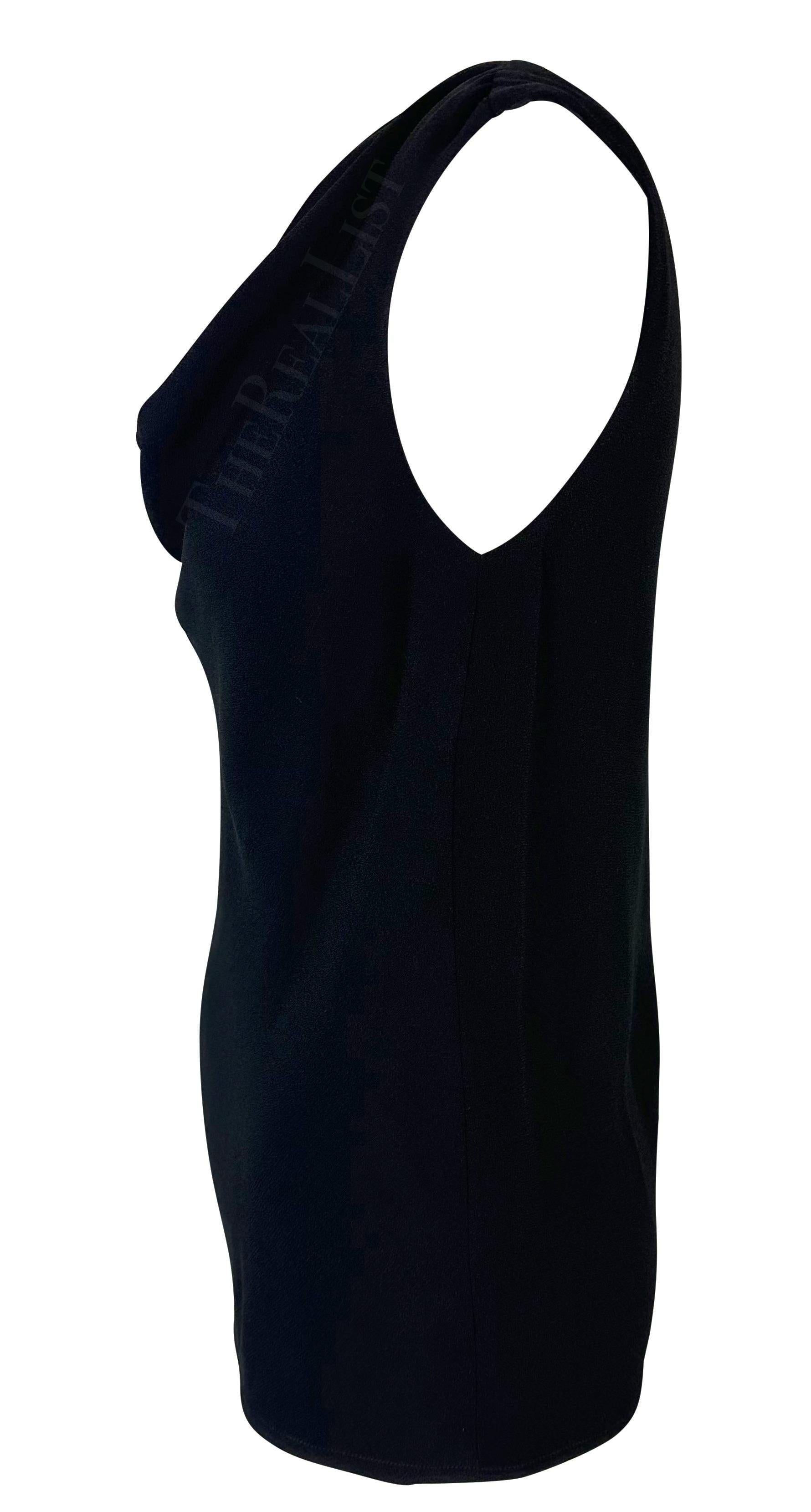 Saint Laurent Rive Gauche nero, anni '80, Top senza maniche con scollo a cappuccio in vendita 1