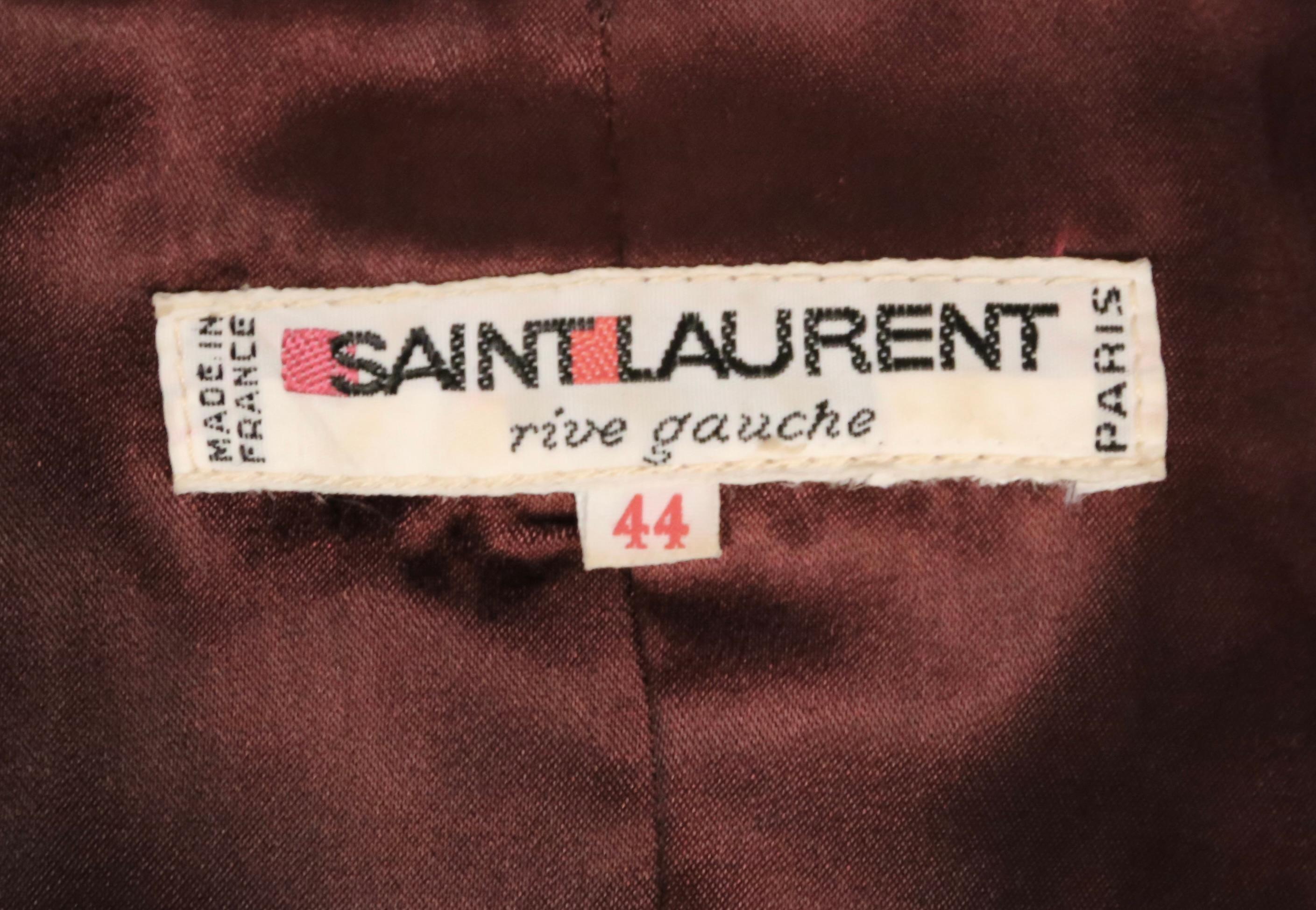 1980's SAINT LAURENT rive gauche black satin jacket with rhinestones For Sale 5