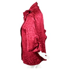 1980's SAINT LAURENT rive gauche burgundy silk top with pussy bow