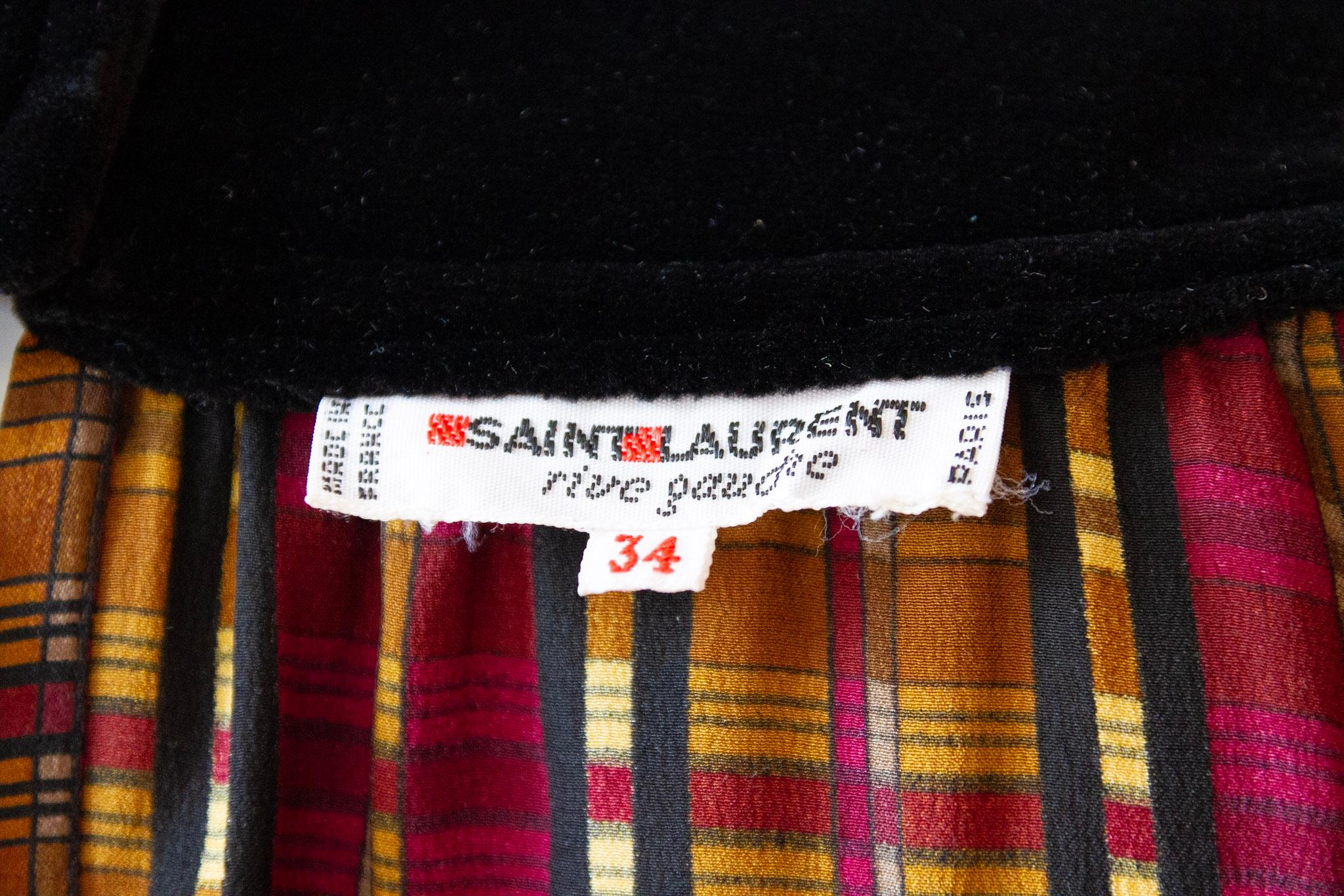 Blouse en lamé à carreaux Rive Gauche Saint Laurent, années 1980  en vente 2