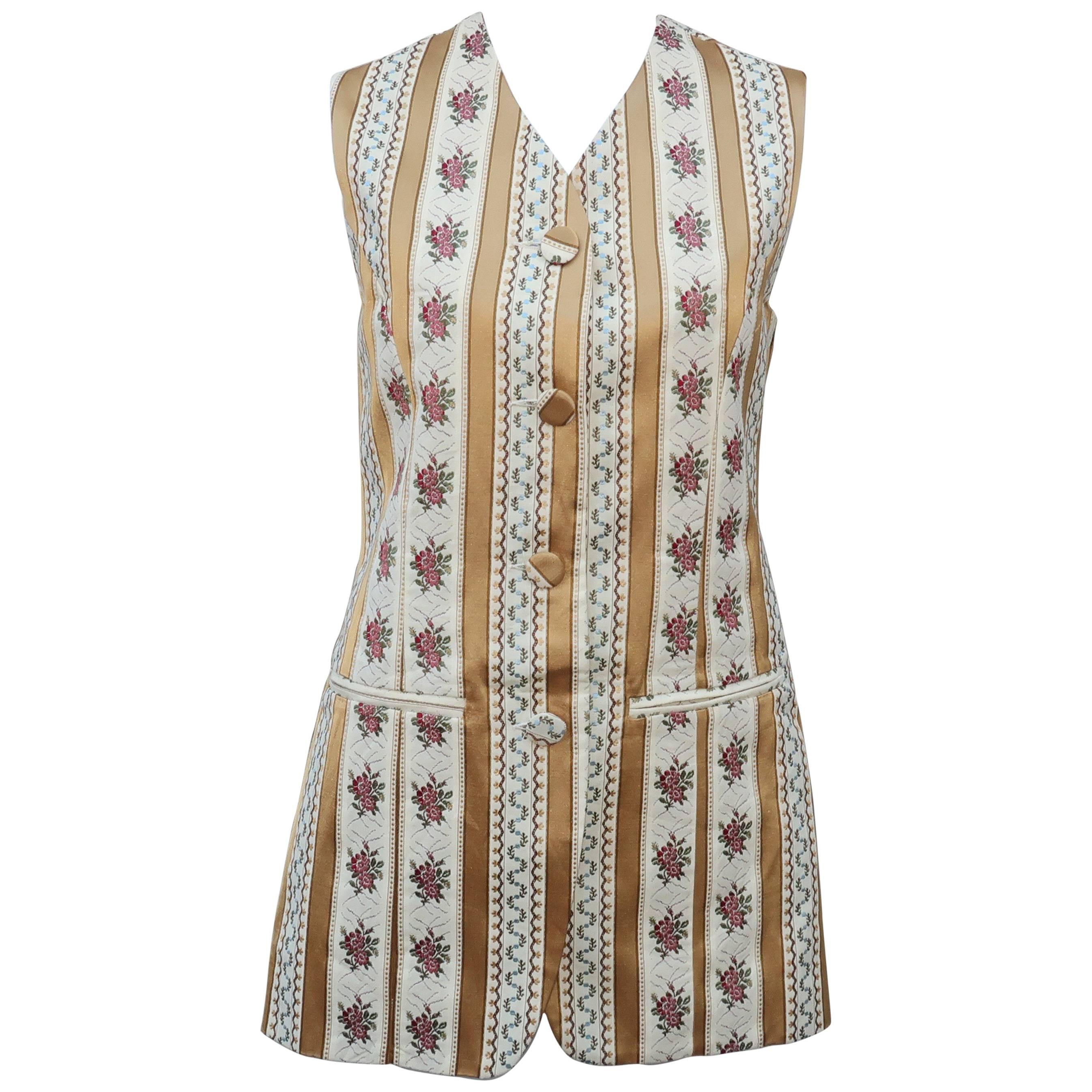 1980
s Saks Fifth Avenue Floral Brocade Waistcoat Vest