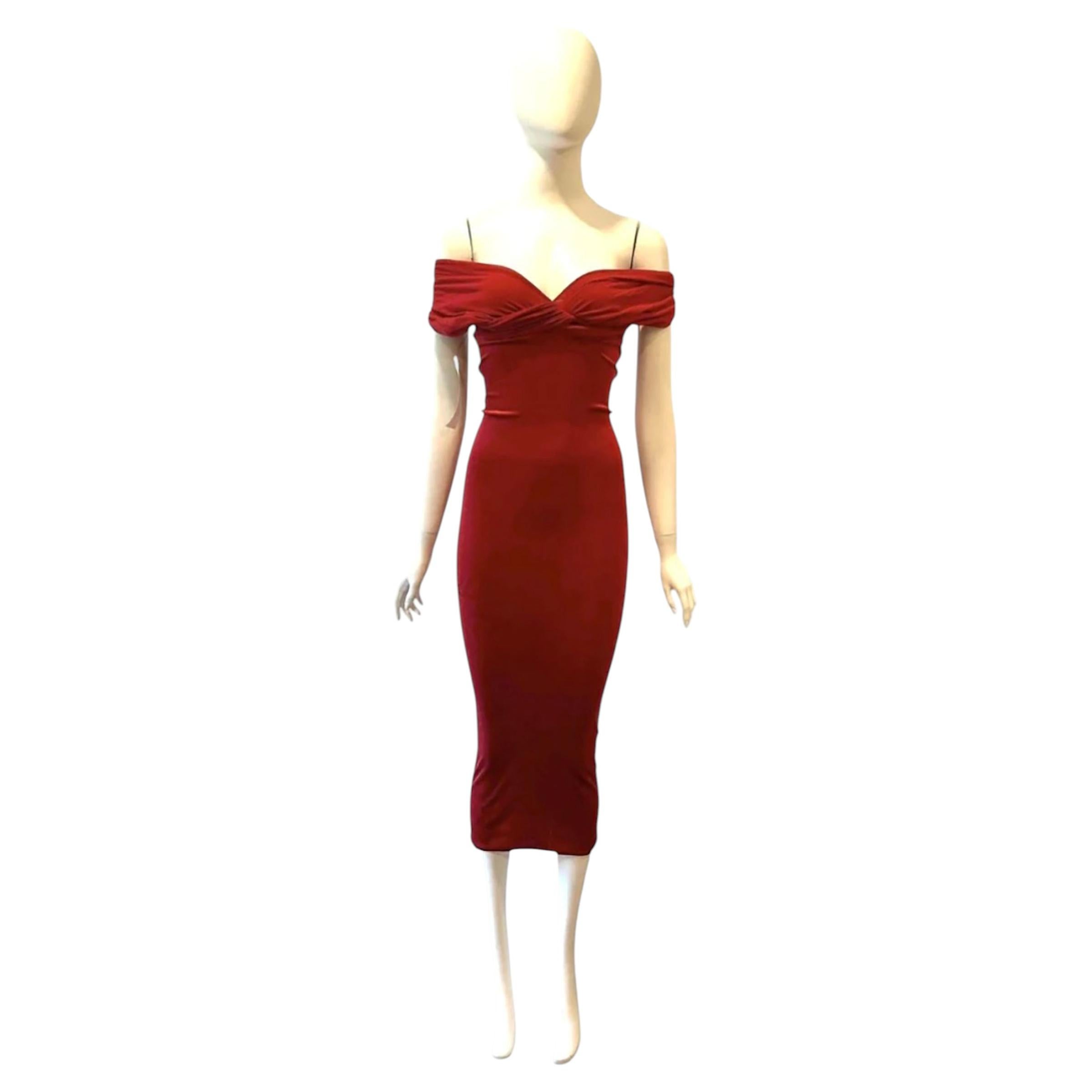1980s SANT ANGELO red stretch dress For Sale