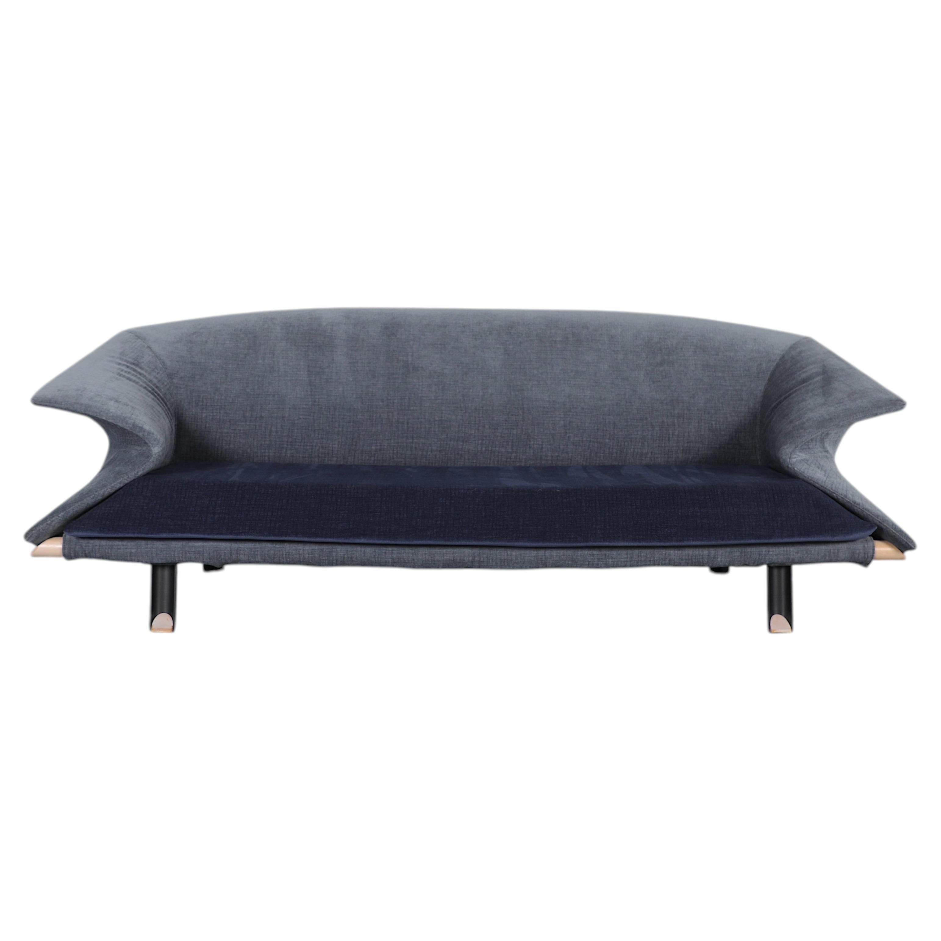 1980s Saporiti Sofa Attributed to Mauro Lipparini, Cinched Arms, Two-Tone