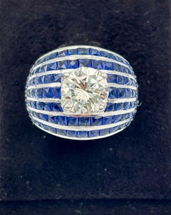 1980's sapphire and 2.2 carat G colour VVS clarity diamond ring