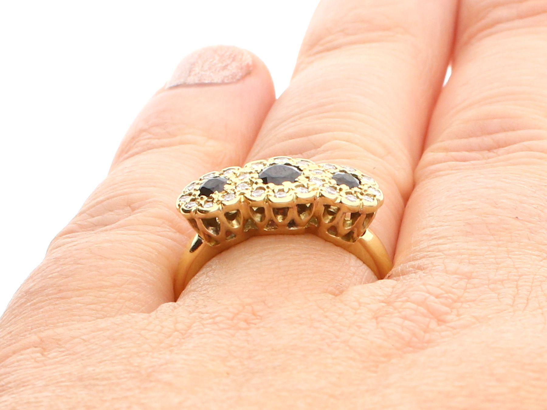 Women's 1980s Sapphire and Diamond Yellow Gold Cocktail Ring For Sale