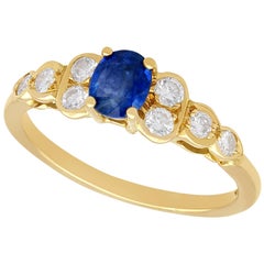 1980s Sapphire and Diamond Yellow Gold Cocktail Ring