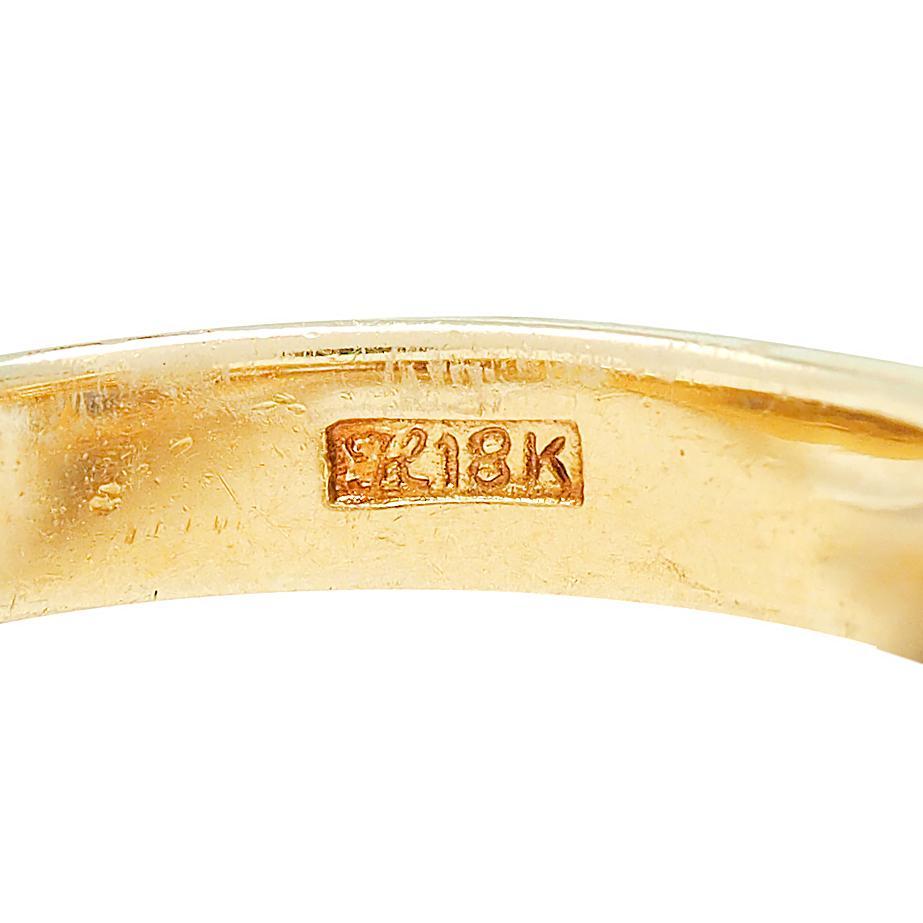 1980 Saphir Diamant Or jaune 18 carats Bague Vintage Toi-Et-Moi Bypass en vente 2