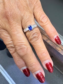 1980s Sapphire Diamond Platinum Engagement Ring