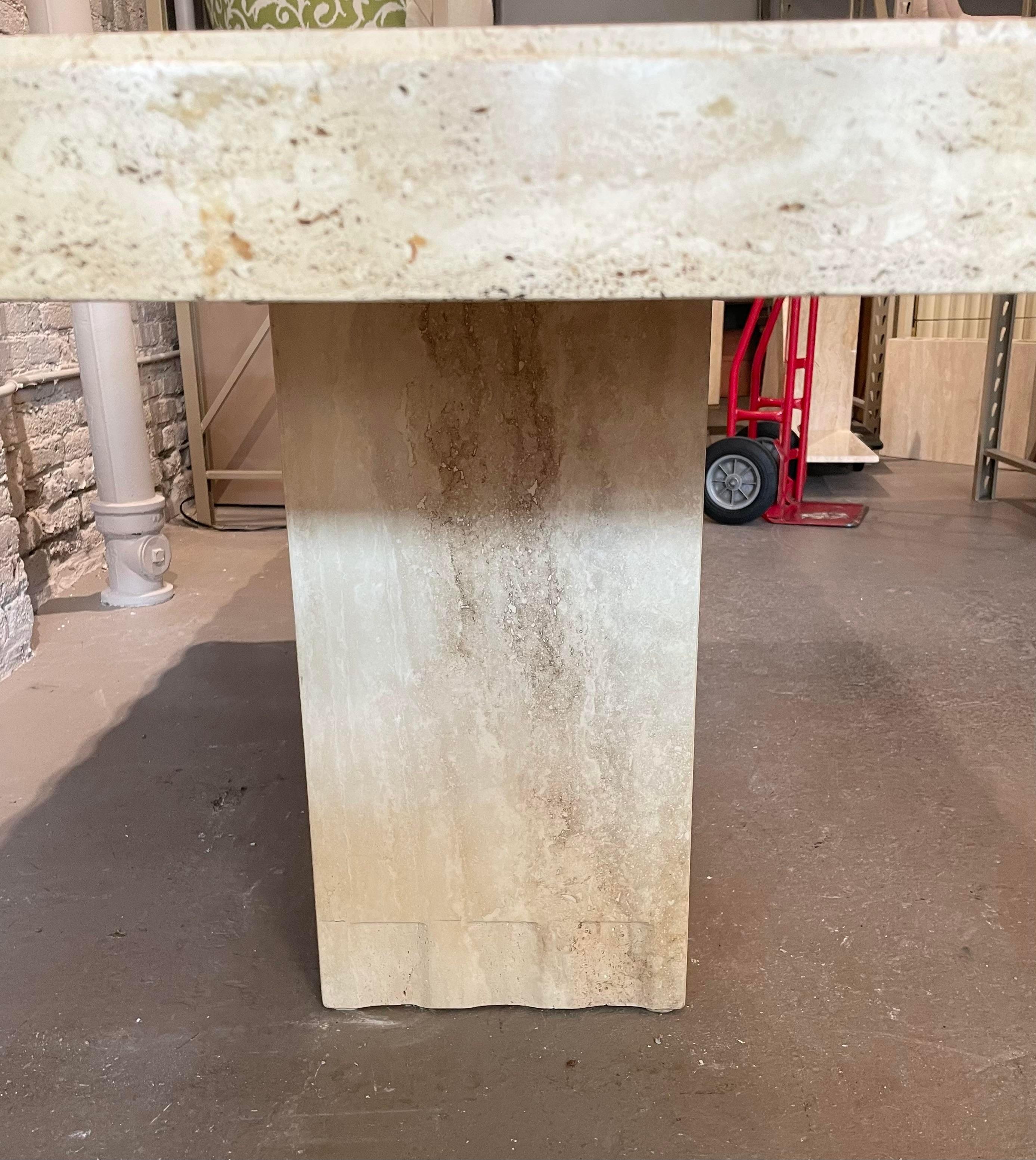 1980s Scalloped Edge Travertine Postmodern Vintage Dining Table 4