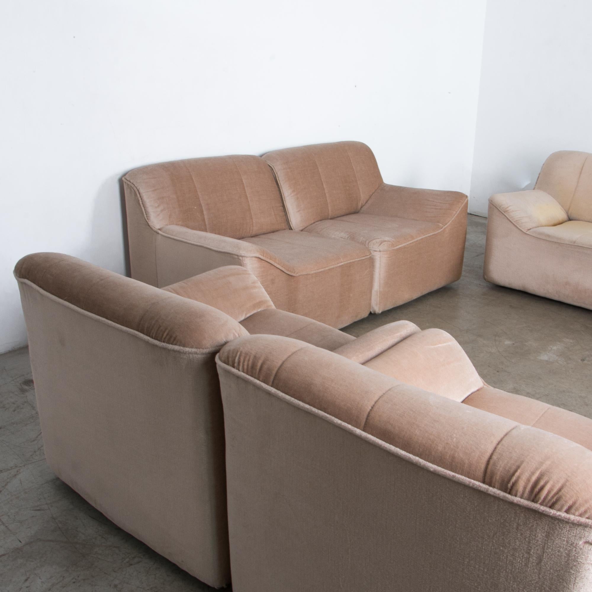 1980s Scandinavian Upholstered Modular Sofa, Set of Six 9
