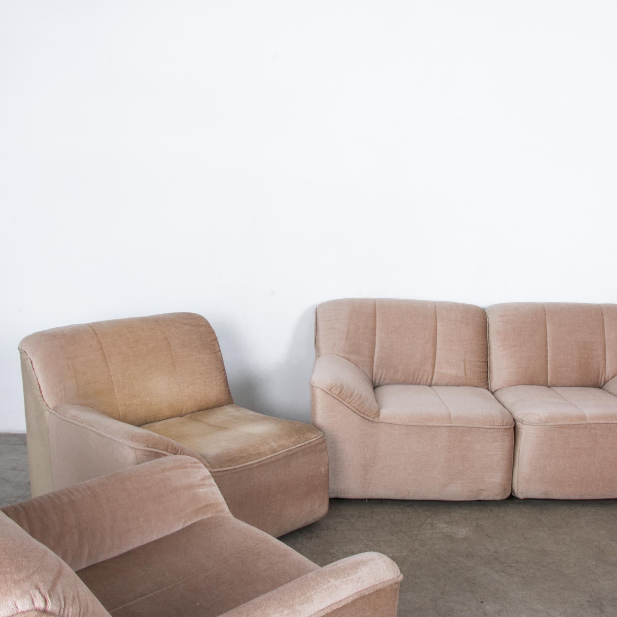 Late 20th Century 1980s Scandinavian Upholstered Modular Sofa, Set of Six