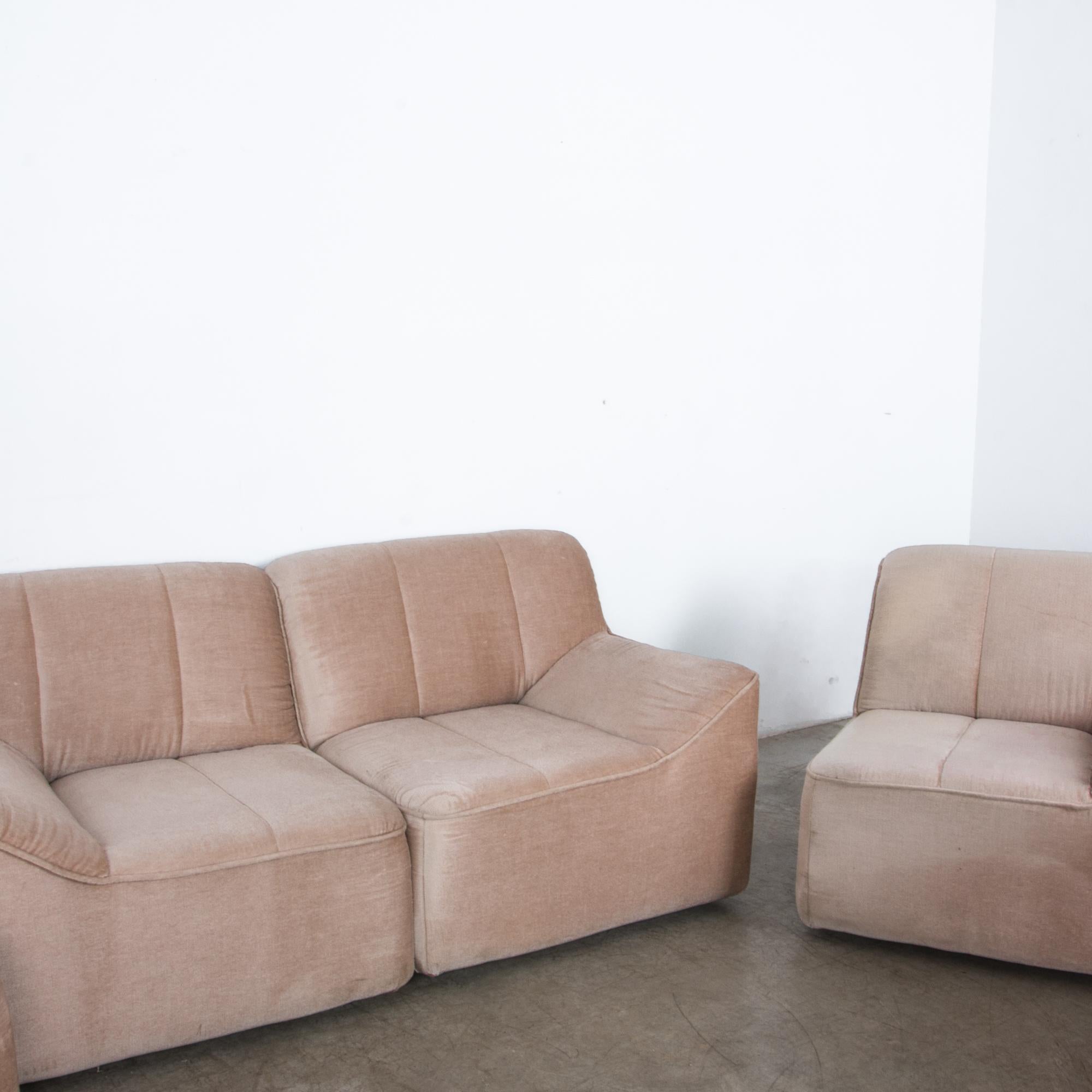 Fabric 1980s Scandinavian Upholstered Modular Sofa, Set of Six