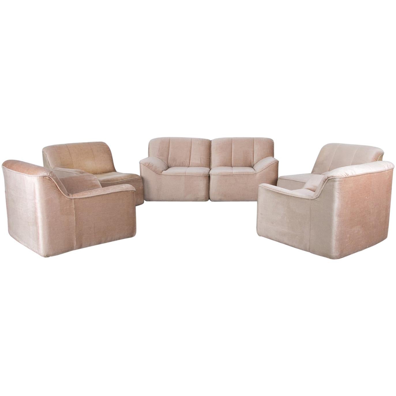 1980s Scandinavian Upholstered Modular Sofa, Set of Six