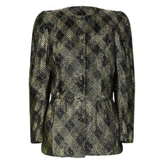 1980s Schiaparelli Black Chenille Velvet and Gold Lurex Jacket