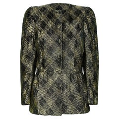 Chaqueta Schiaparelli de los años 80 de terciopelo de chenilla negro y lúrex dorado