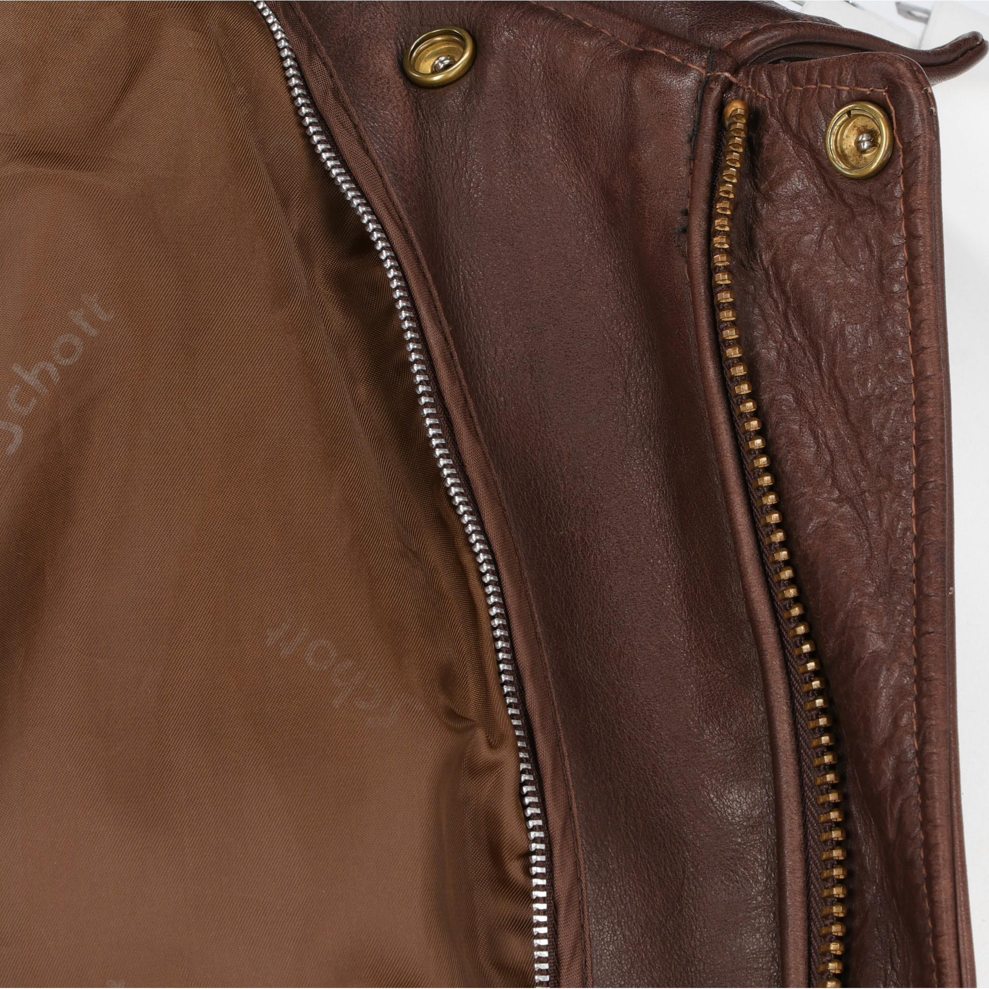 1980s Schott USA Brown Leather Jacket In Good Condition In Lugo (RA), IT