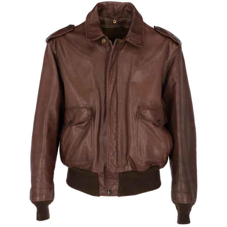 1980s Schott USA Brown Leather Jacket For Sale at 1stDibs