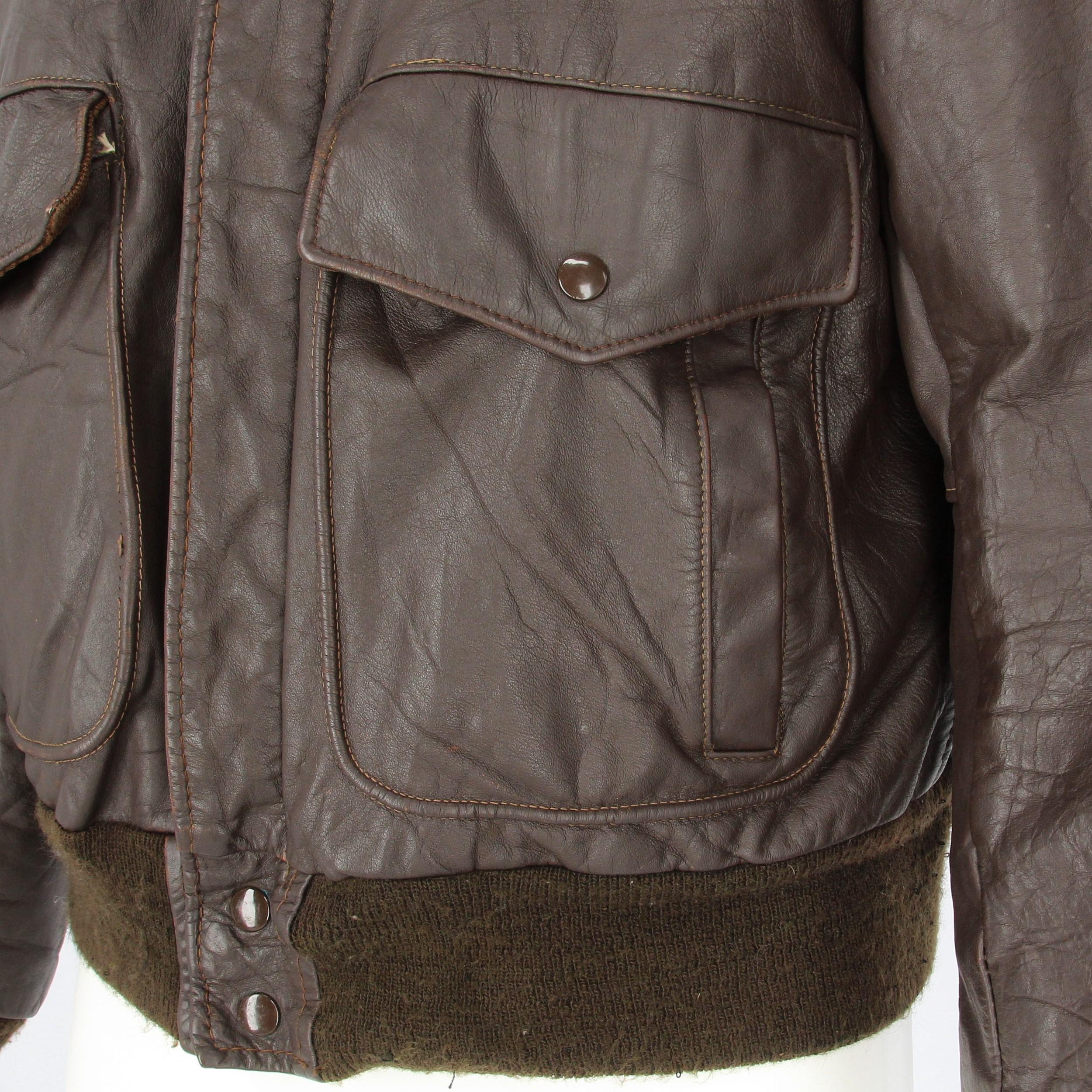 Black 1980s Schott USA Dark Brown Leather Jacket