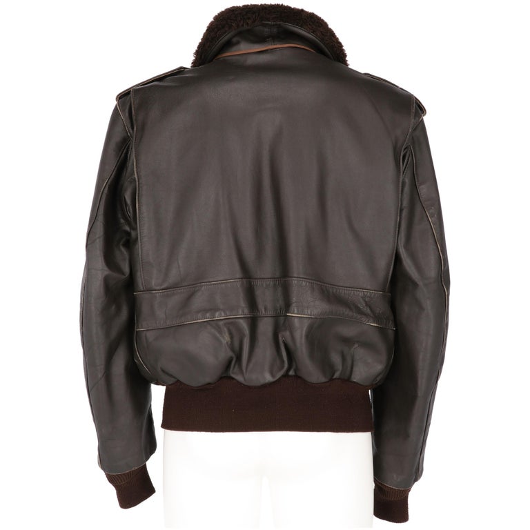1980s Schott USA Dark Brown Leather Jacket with Fur Collar at 1stDibs | schott  fur collar