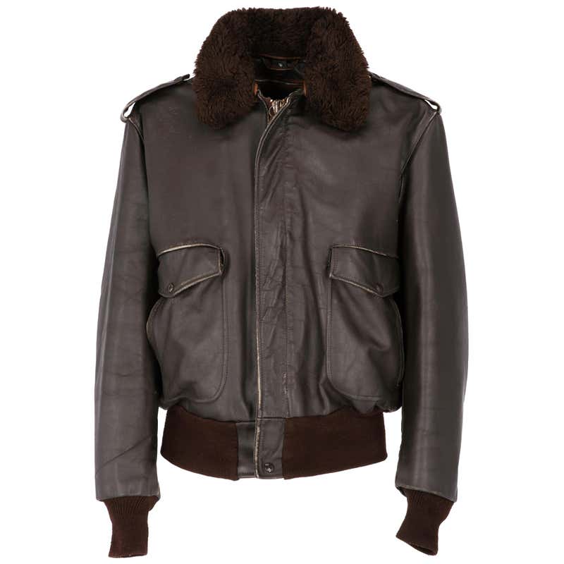 1980s Schott USA Dark Brown Leather Jacket with Fur Collar at 1stDibs ...