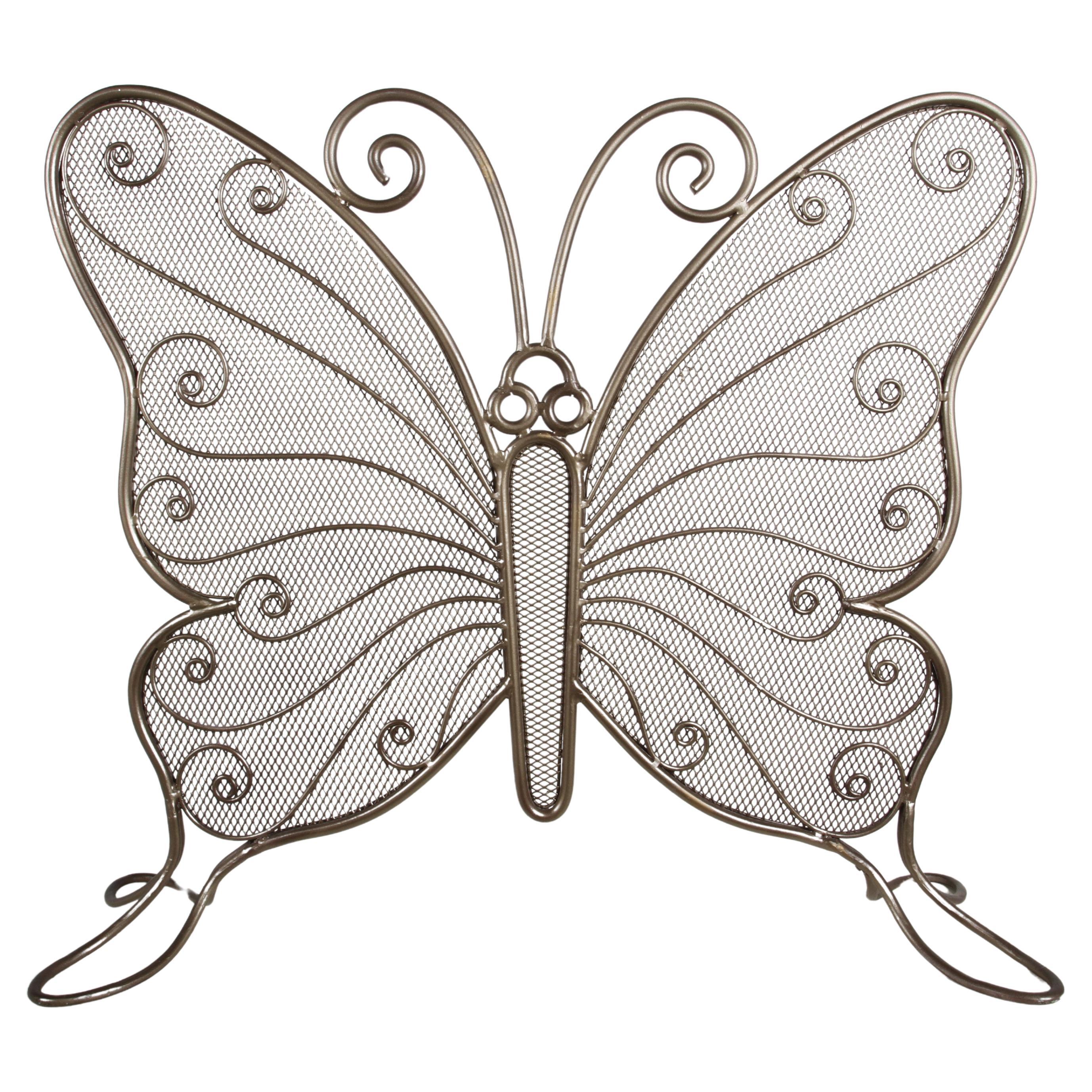 Parafuoco scultoreo a forma di farfalla degli anni 
80, in metallo verniciato a mano e a rete in vendita