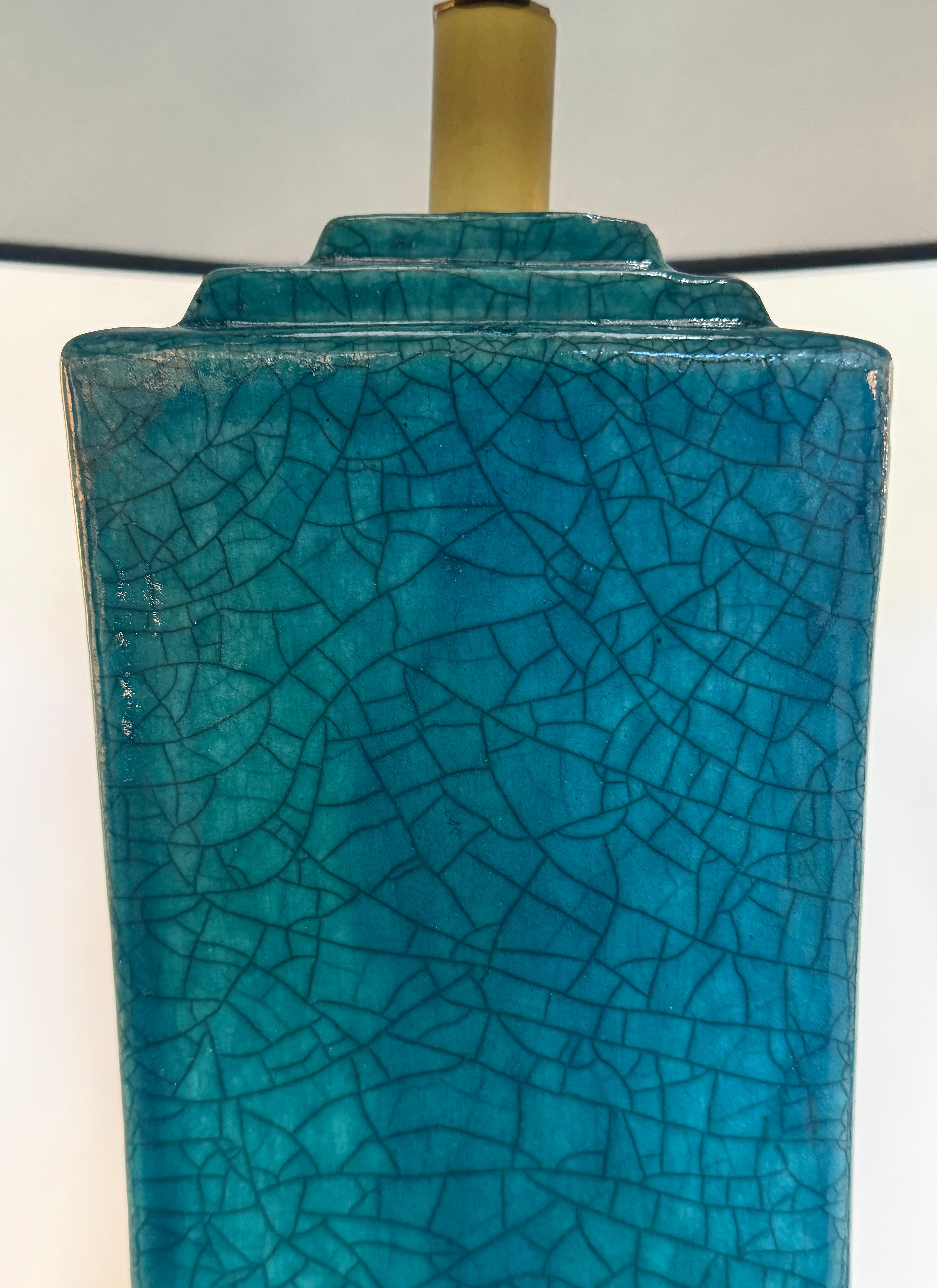 Late 20th Century 1980s Sculptural Ceramic Glazed  Table Lamp on Lucite Base, Signed and Numbered For Sale