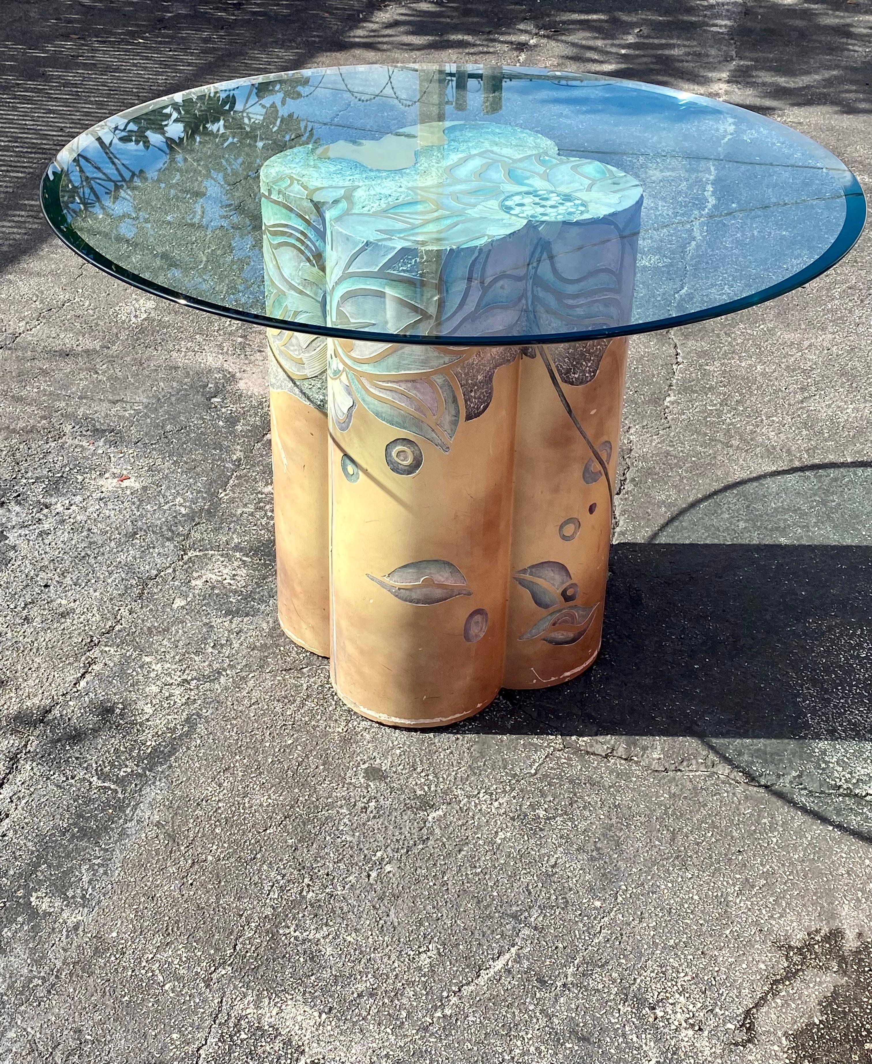 Post-Modern 1980s Sculptural Clover Artistic Pedestal Dining Table  For Sale