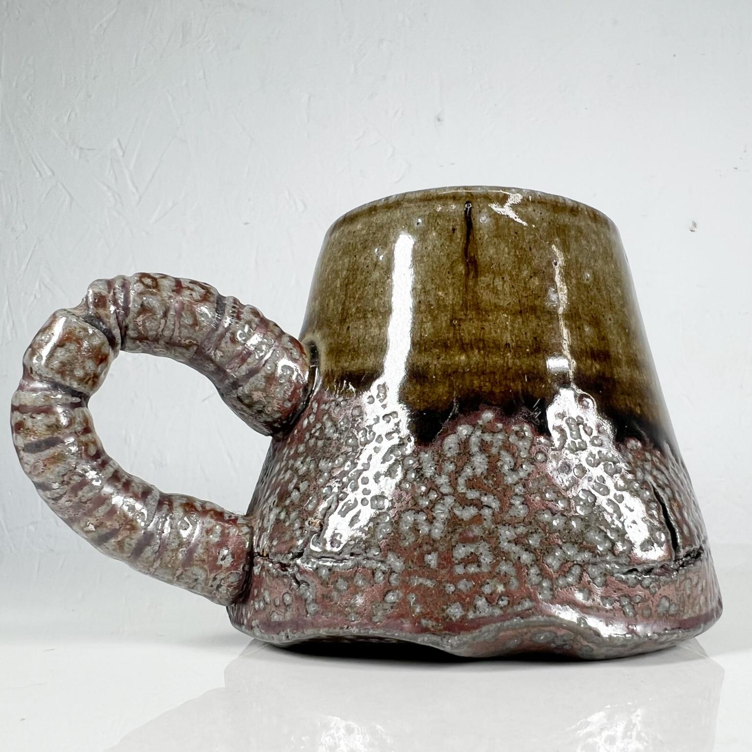 1980s Sculptural Dark Brown Mug Coffee Cup Pottery Art by Melching For Sale 1