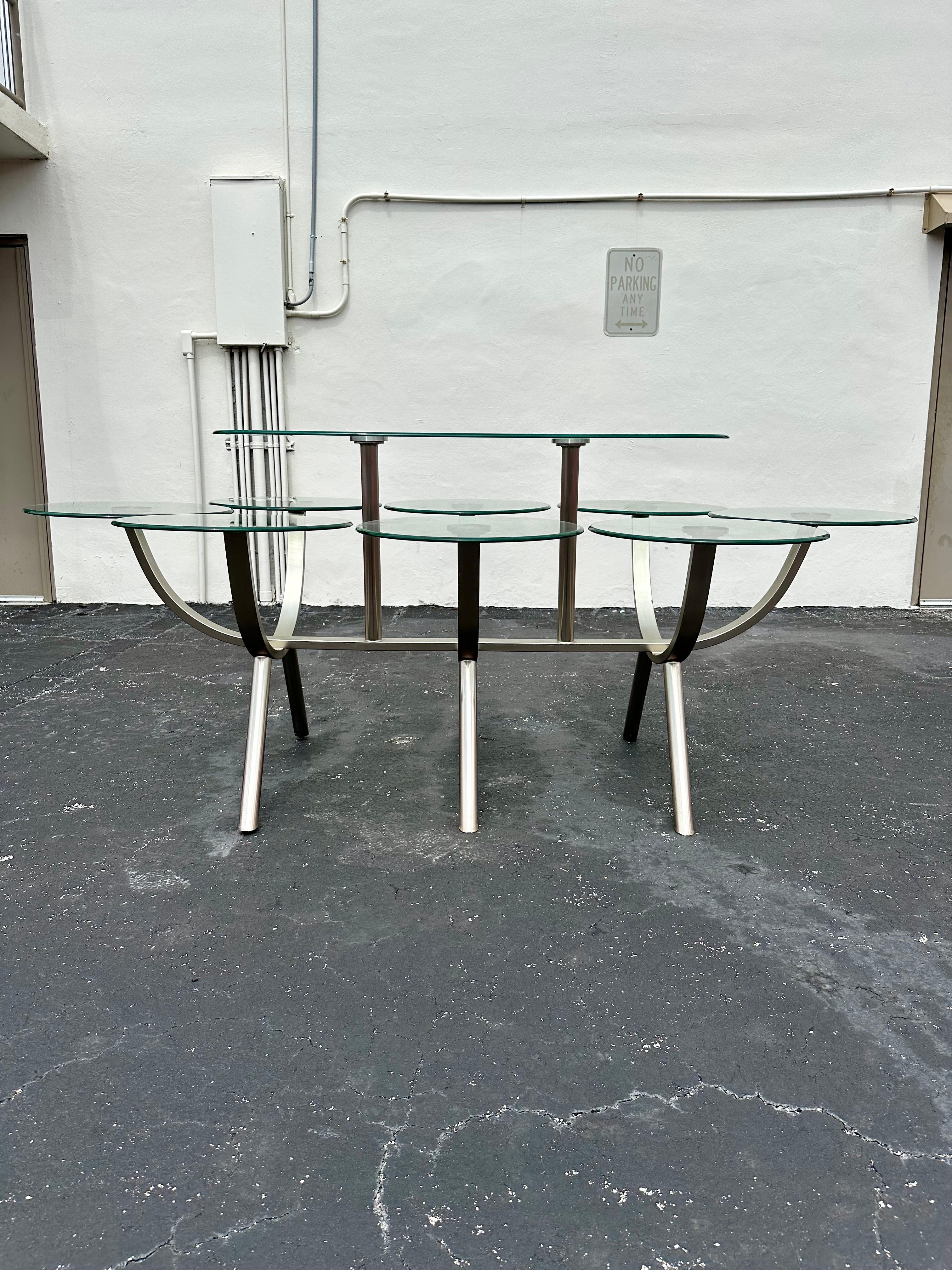 Table sculpturale DIA de salle à manger circulaire ovale des années 1980, lot de 9 en vente 3