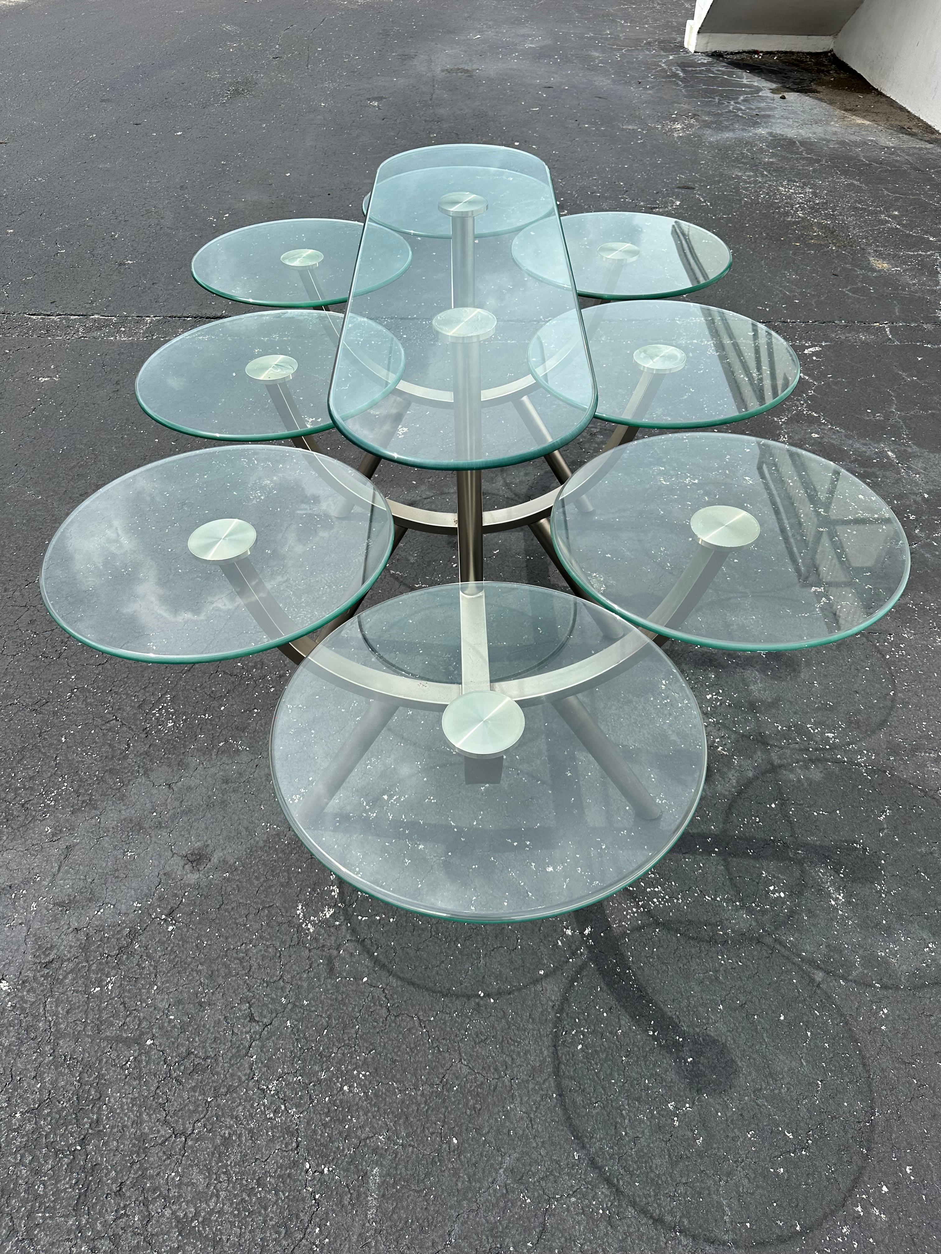 Table sculpturale DIA de salle à manger circulaire ovale des années 1980, lot de 9 en vente 4
