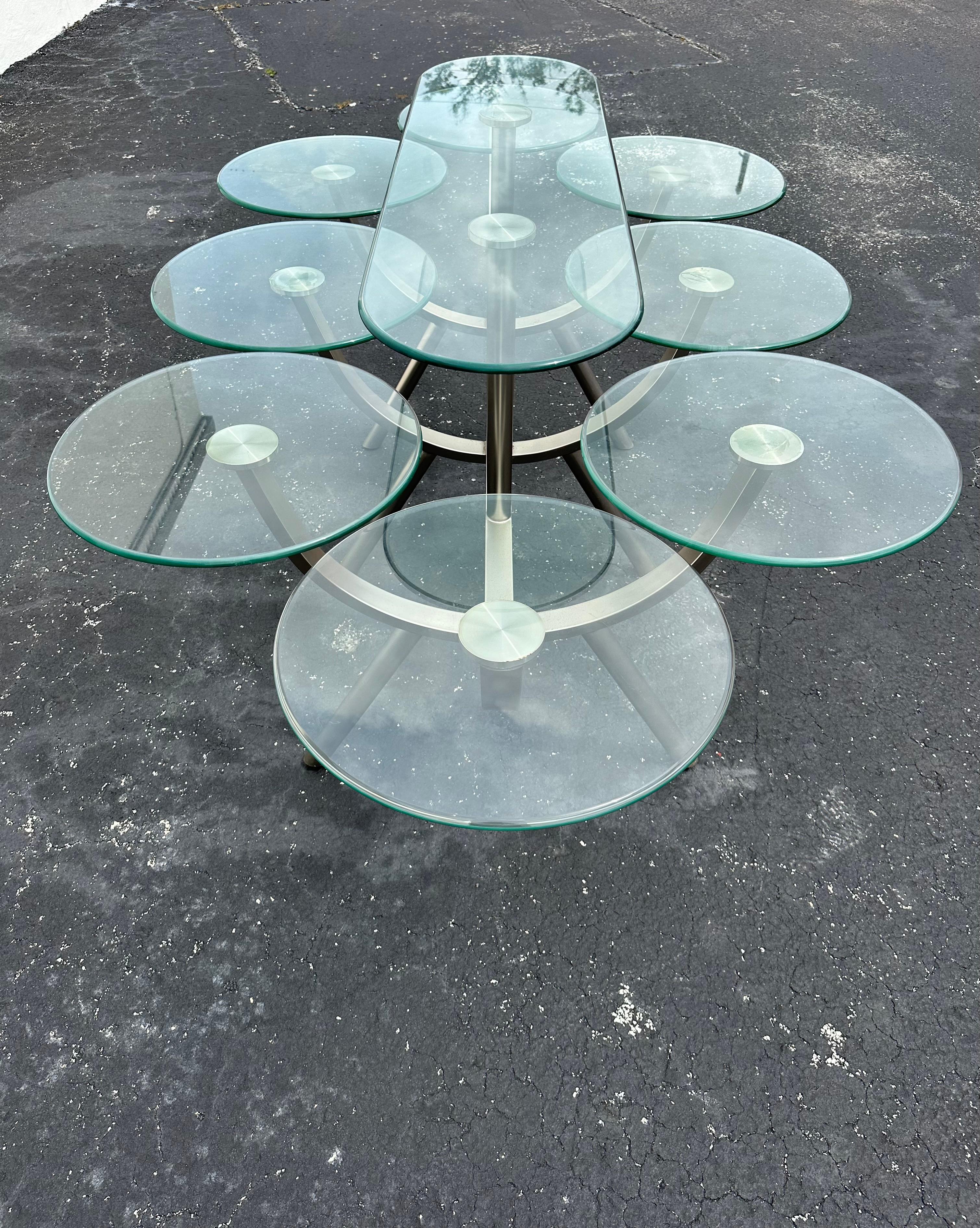 Table sculpturale DIA de salle à manger circulaire ovale des années 1980, lot de 9 en vente 5
