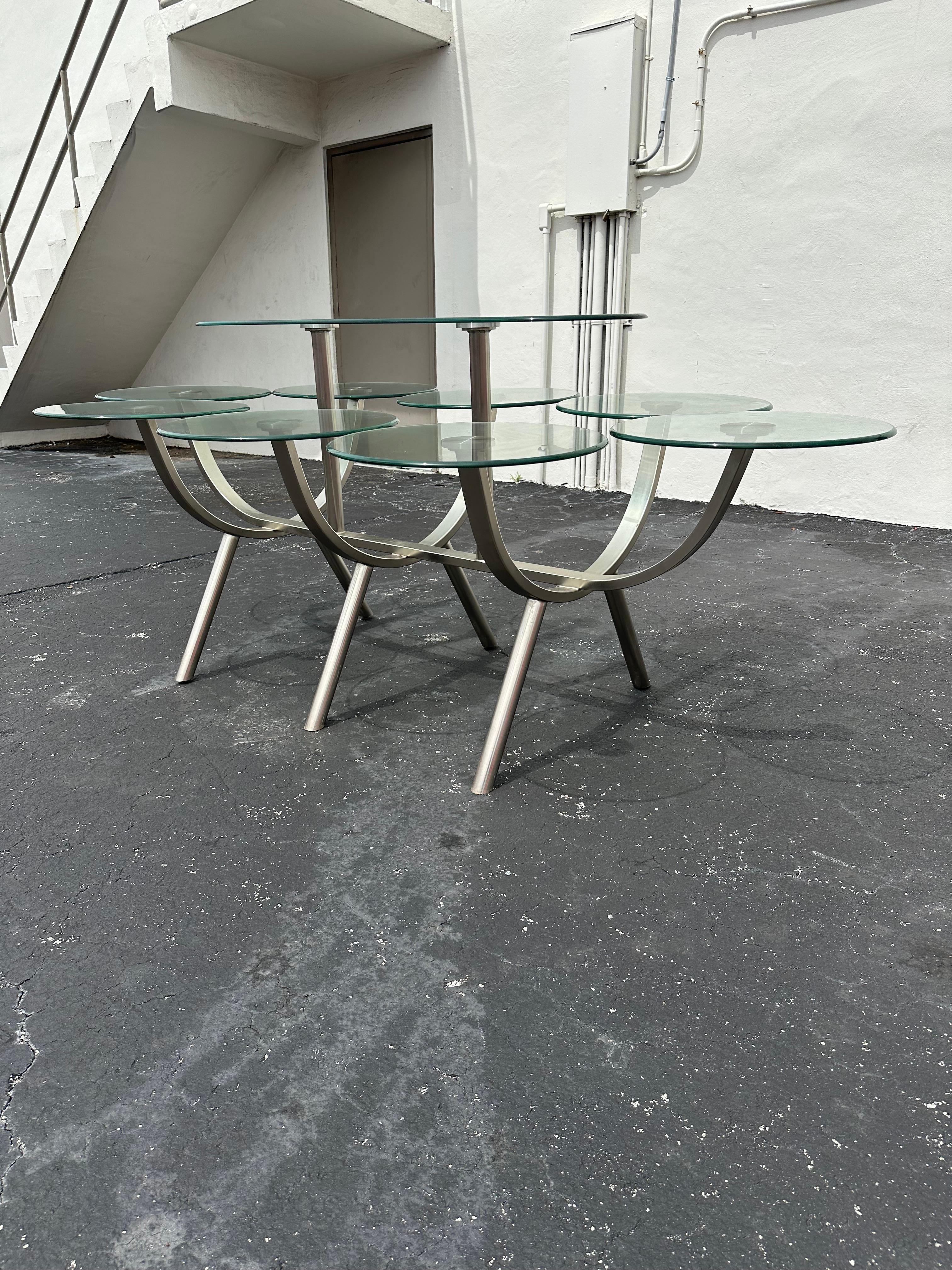 Table sculpturale DIA de salle à manger circulaire ovale des années 1980, lot de 9 en vente 6