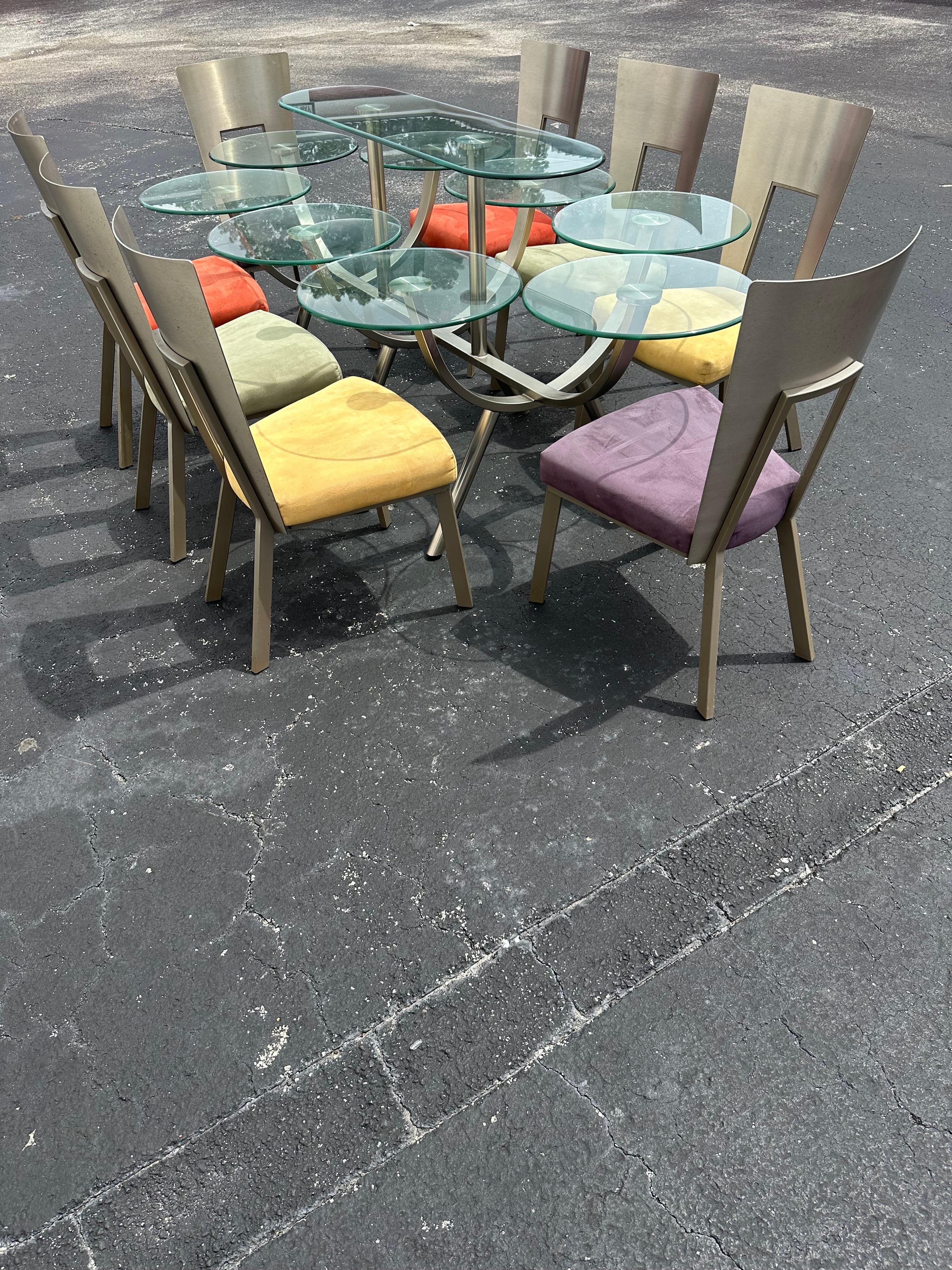 Fin du 20e siècle Table sculpturale DIA de salle à manger circulaire ovale des années 1980, lot de 9 en vente