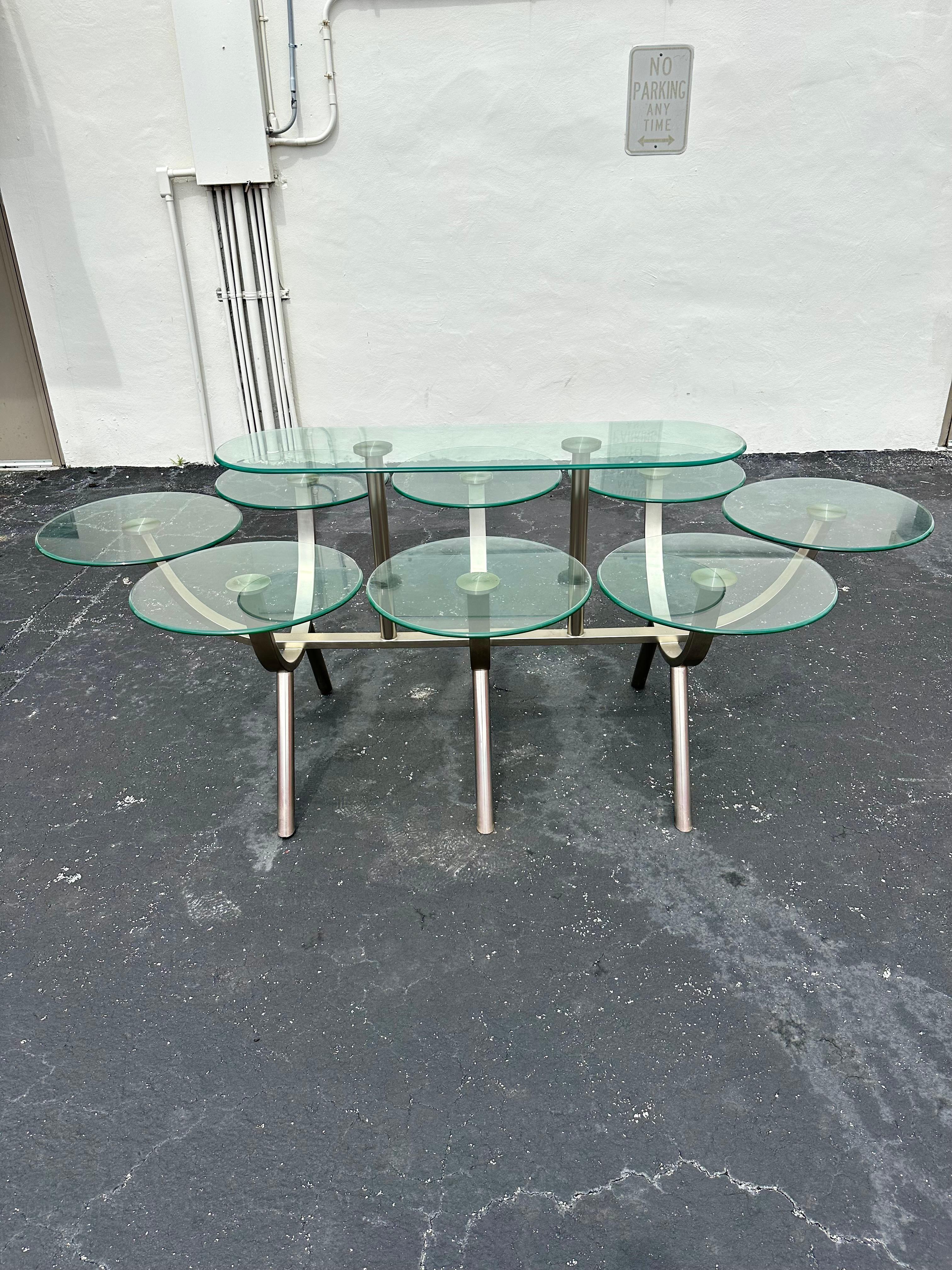 Table sculpturale DIA de salle à manger circulaire ovale des années 1980, lot de 9 en vente 1