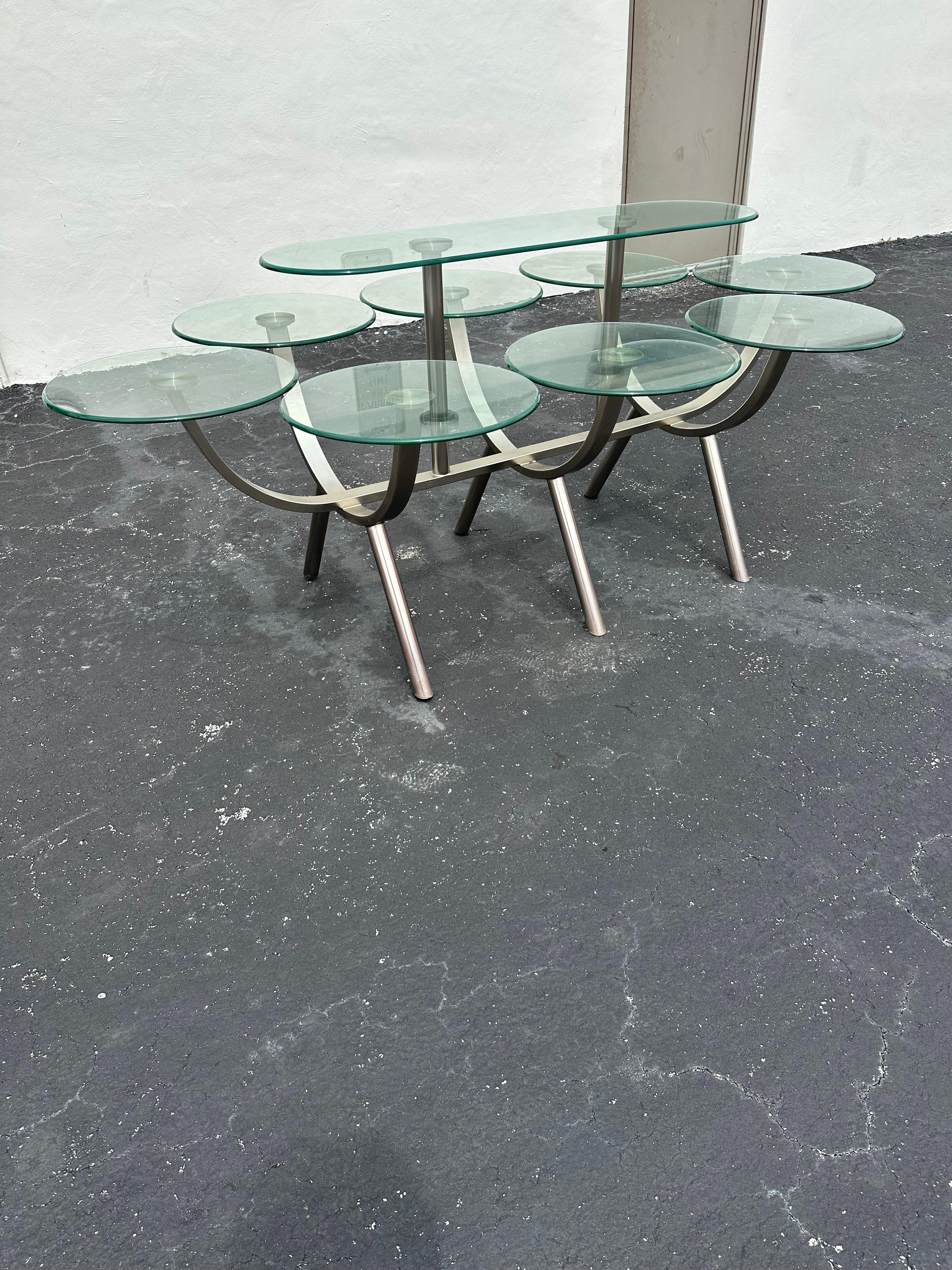 Table sculpturale DIA de salle à manger circulaire ovale des années 1980, lot de 9 en vente 2