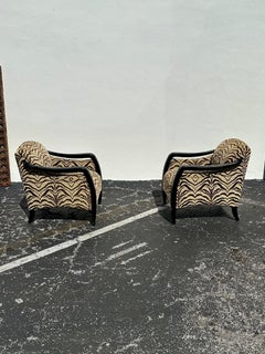 1980s Sculptural Ebonized Brown Beiges Zebra Wood Chairs, Set of 2