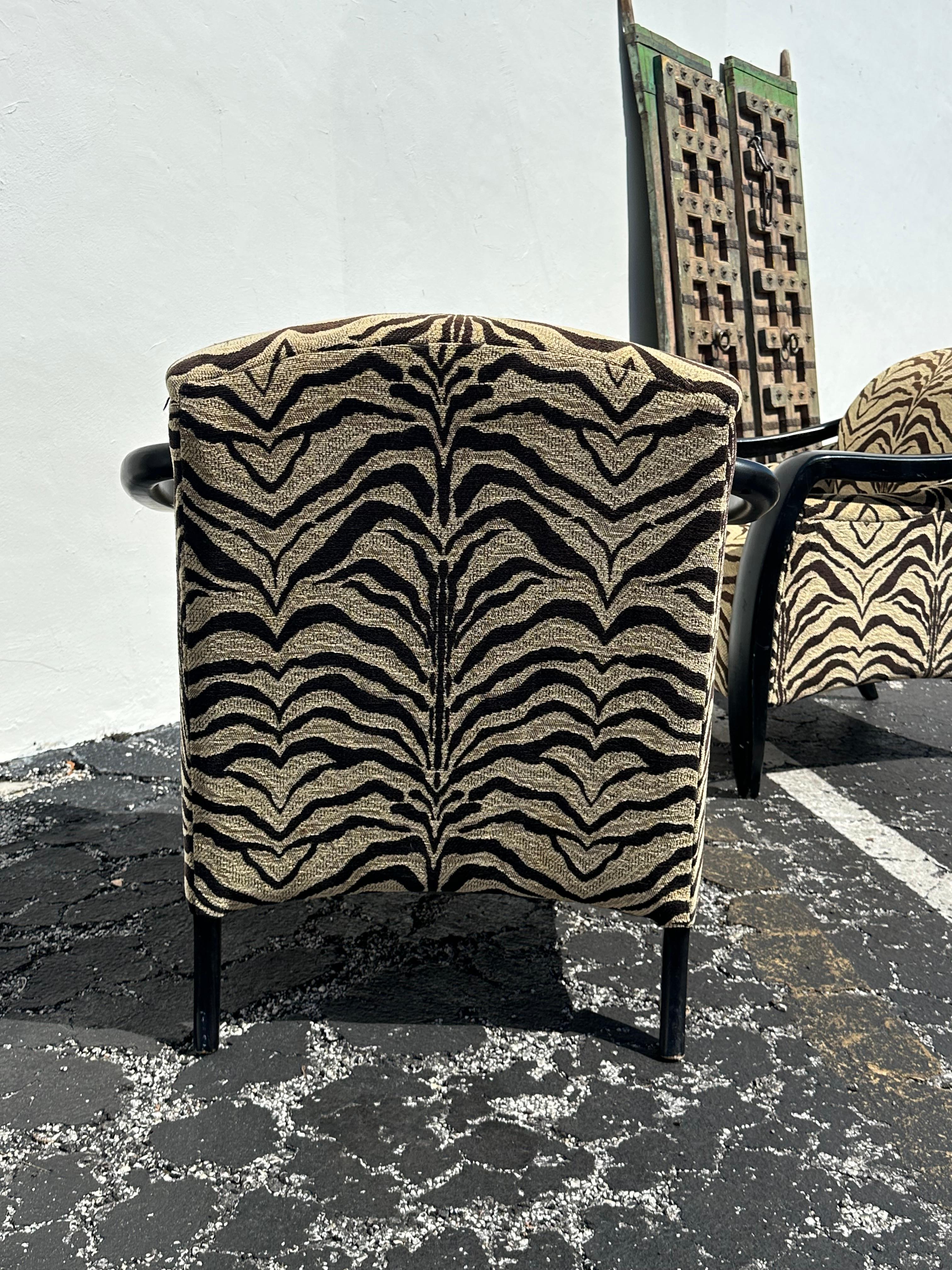 Sedie scultoree degli anni '80 in legno di zebra ebanizzato marrone, set di 2 in vendita 2