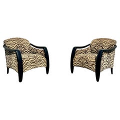 Chaises sculpturales des années 1980 en bois zébré ébonisé Brown Beiges, ensemble de 2
