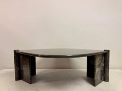 1980s Sculptural Eye Shaped Coffee Table in Fossil Marble
