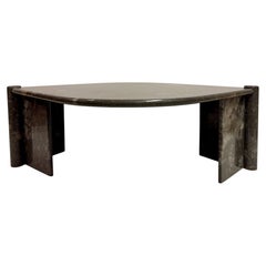 1980s Sculptural Eye Shaped Coffee Table in Fossil Marble
