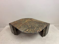 1980s Sculptural Eye-Shaped Green Marble Coffee Table