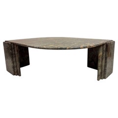 1980s Sculptural Eye-Shaped Green Marble Coffee Table