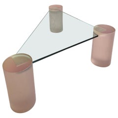 1980s Sculptural Glass Coffee Table Pink Glass